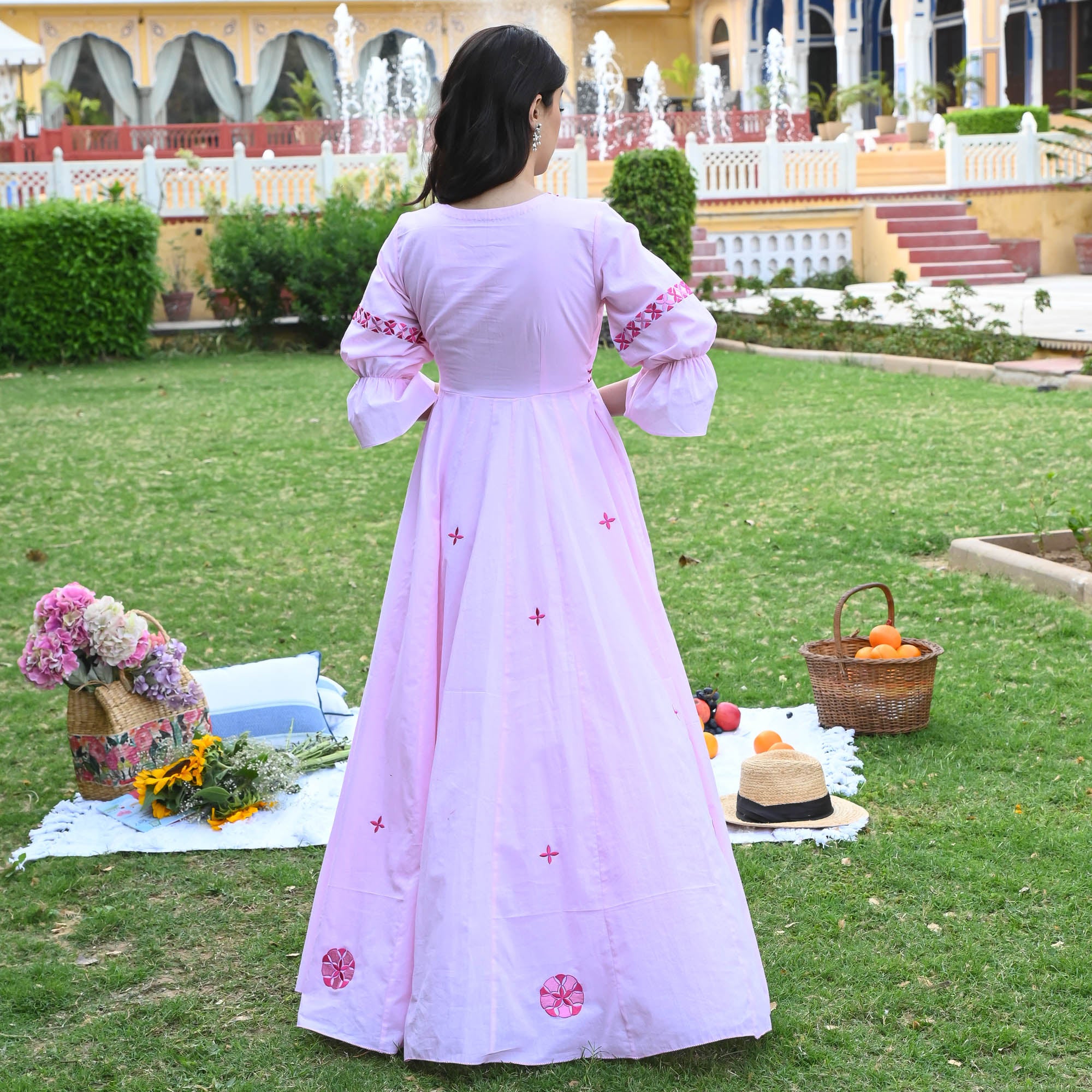 Cotton Pink Ethnic Dress for Women Online