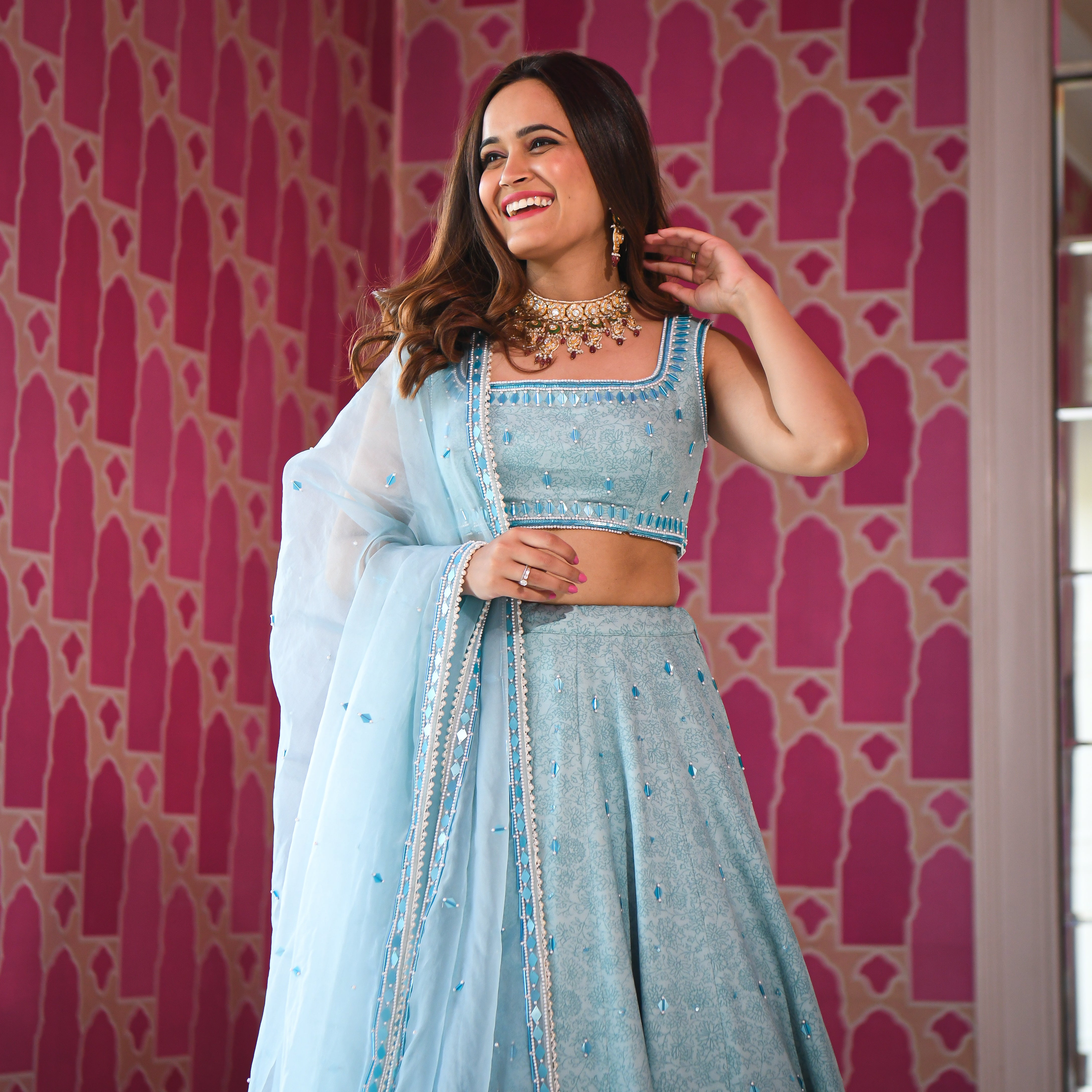 Sehar Blue Sequin Work Designer Lehenga Set For Women Online