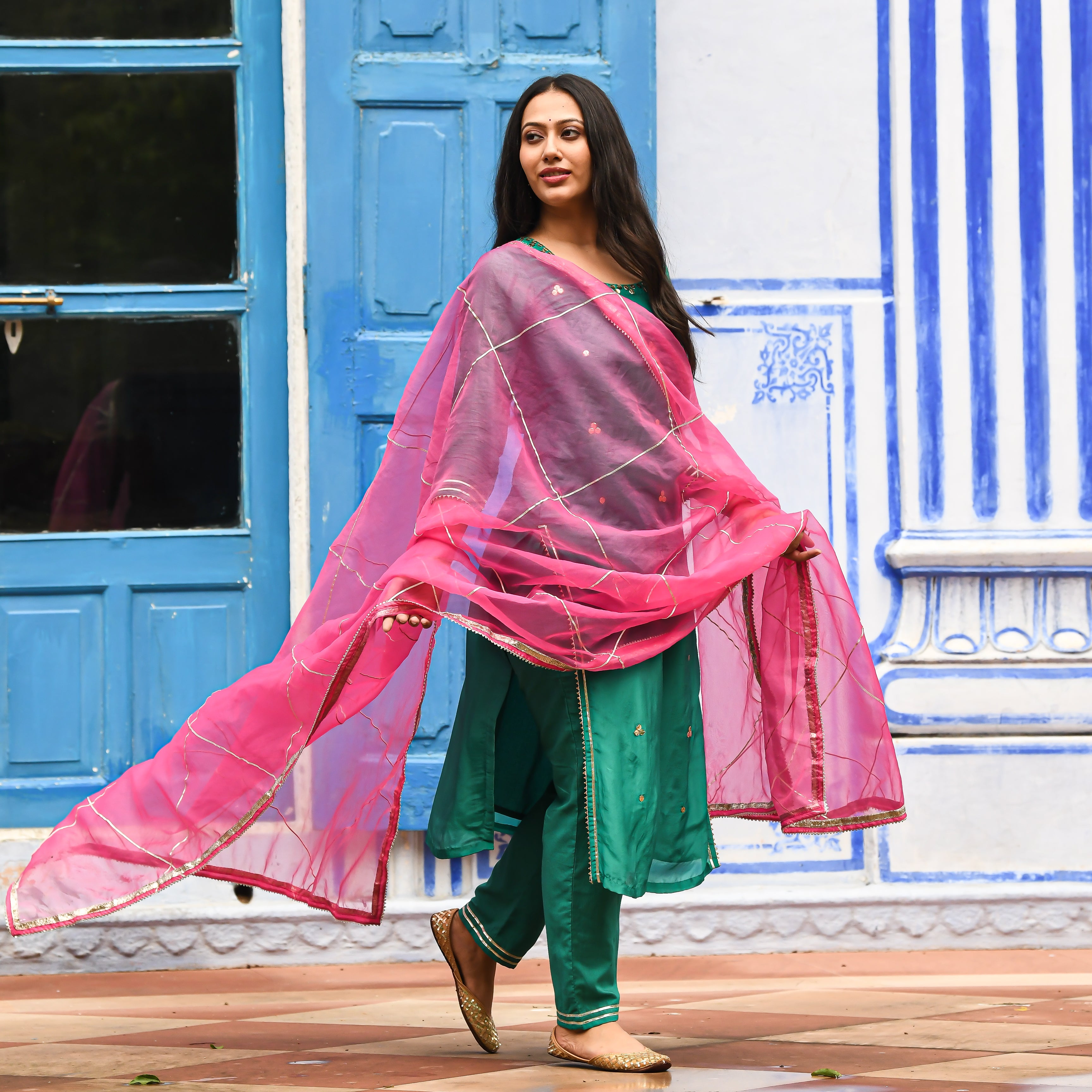 Aashna Green Designer Cotton Salwar Suit Set For Women Online