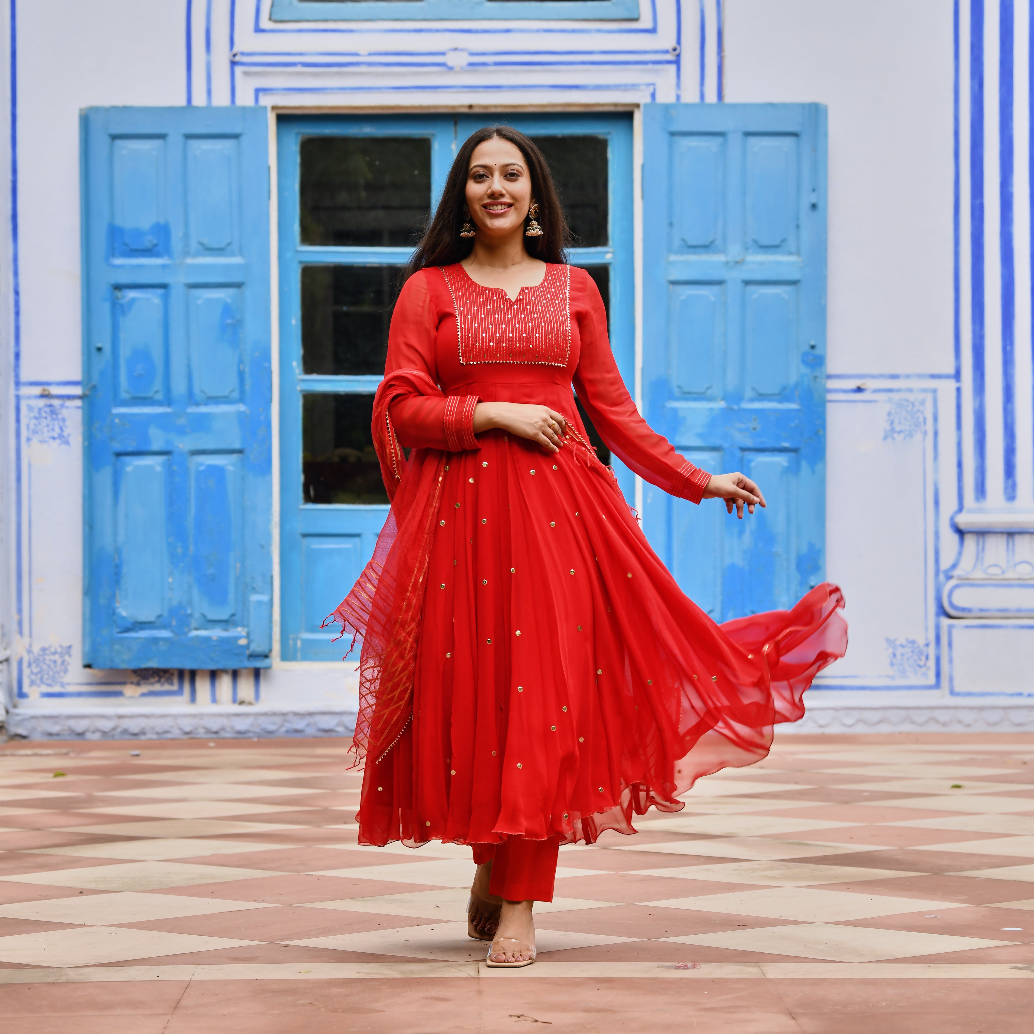 Mastani Red Designer Traditional Suit Set For Women Online
