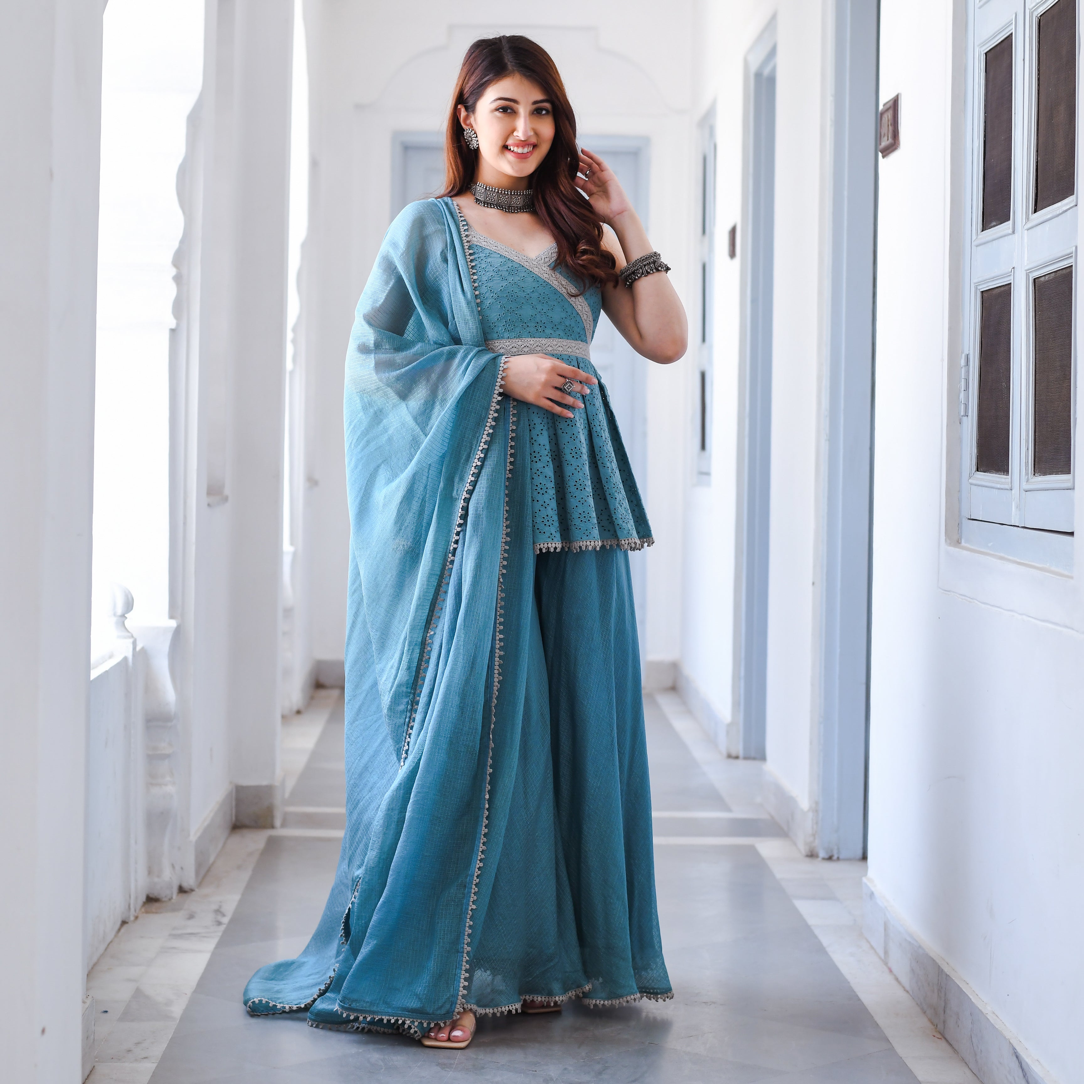 Chandramukhi Blue Designer Co-ord Suit Set For Women Online