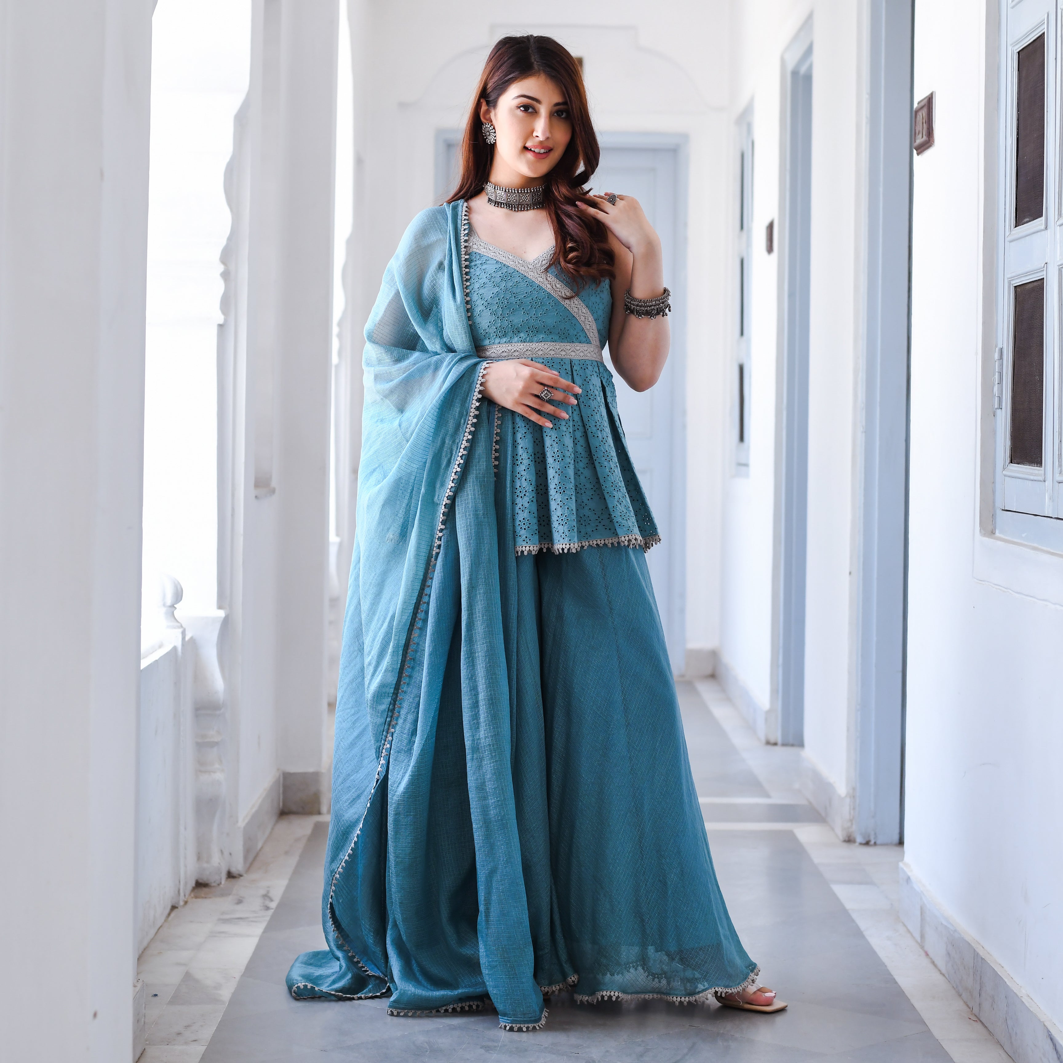 Chandramukhi Blue Designer Co-ord Suit Set For Women Online