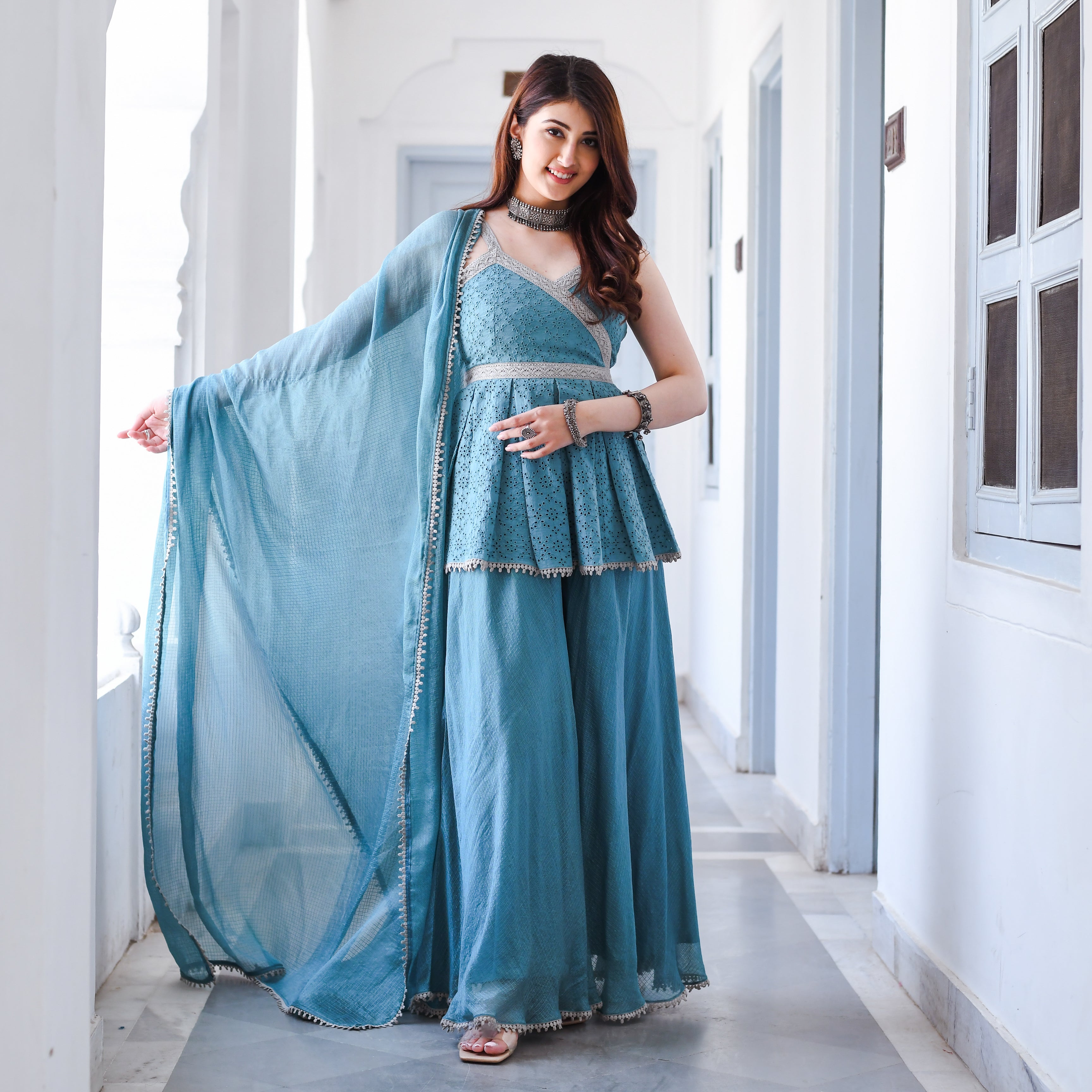 Chandramukhi Blue Designer Co-ord Suit Set For Women Online