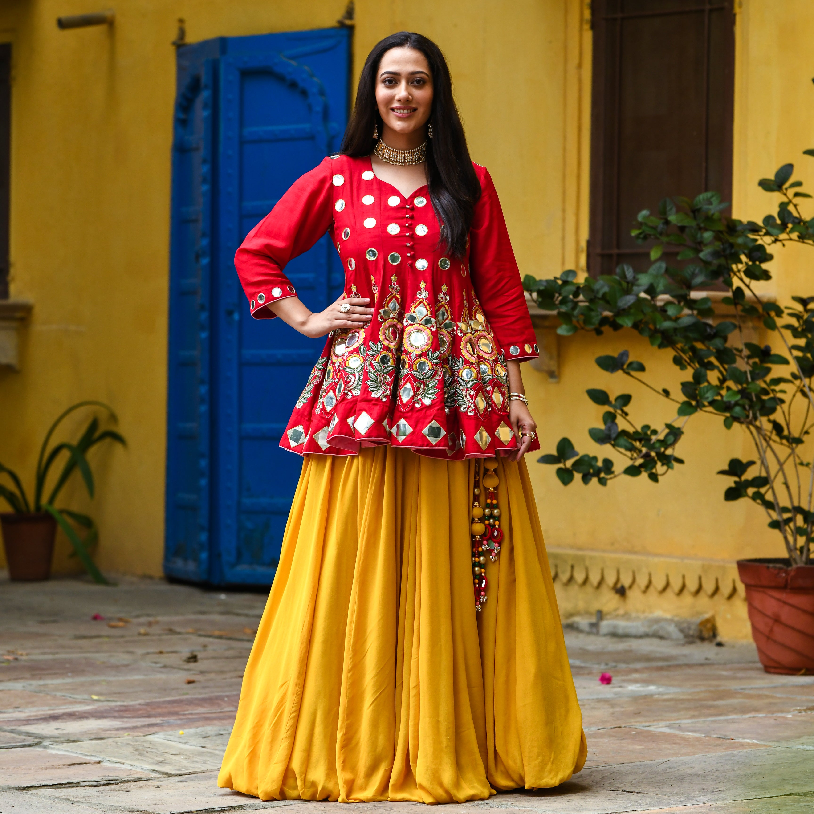 Darshana Mirror Work Silk Designer Lehenga Set For Women Online