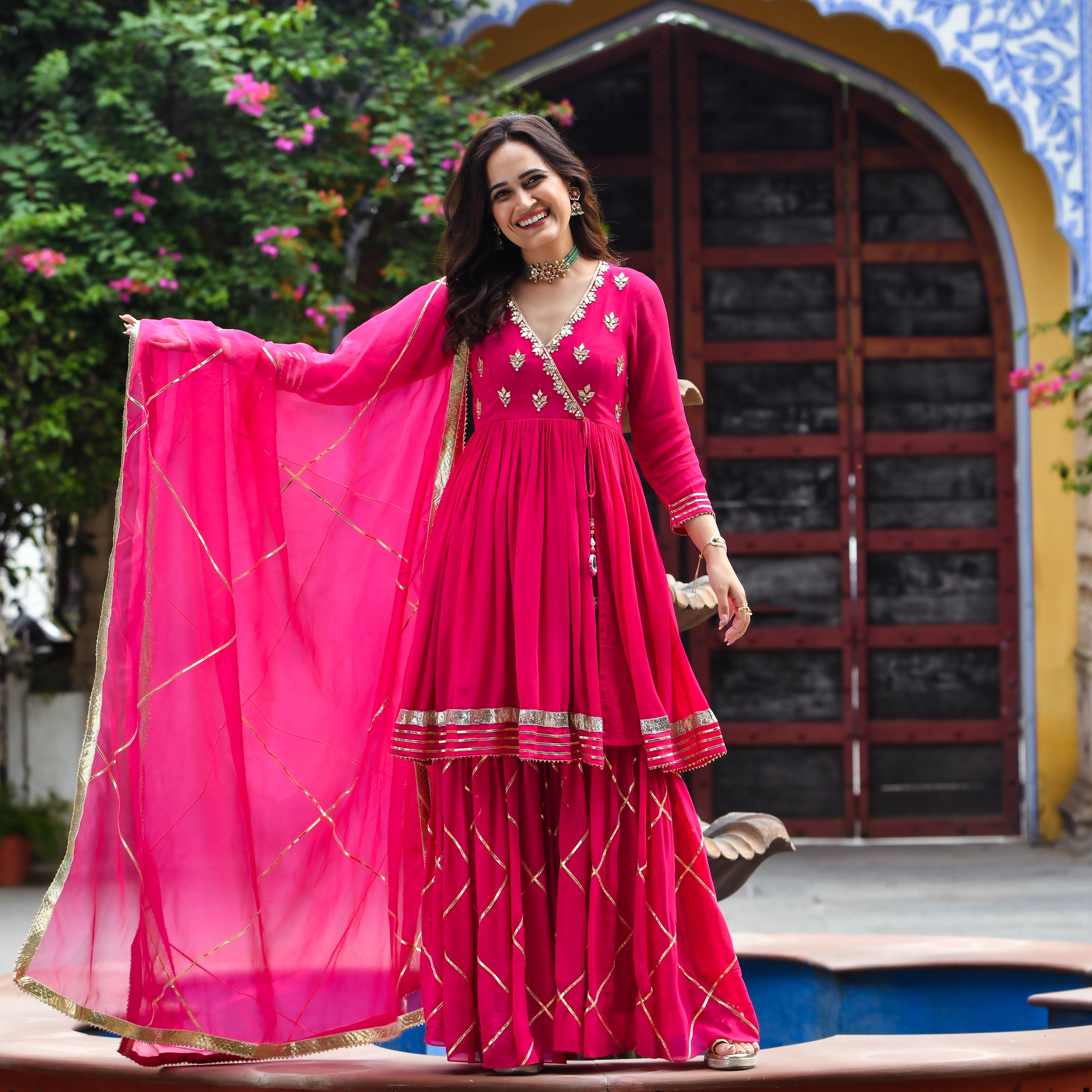 Nupur Pink Designer Ethnic Wear Georgette Suit Set For Women Online