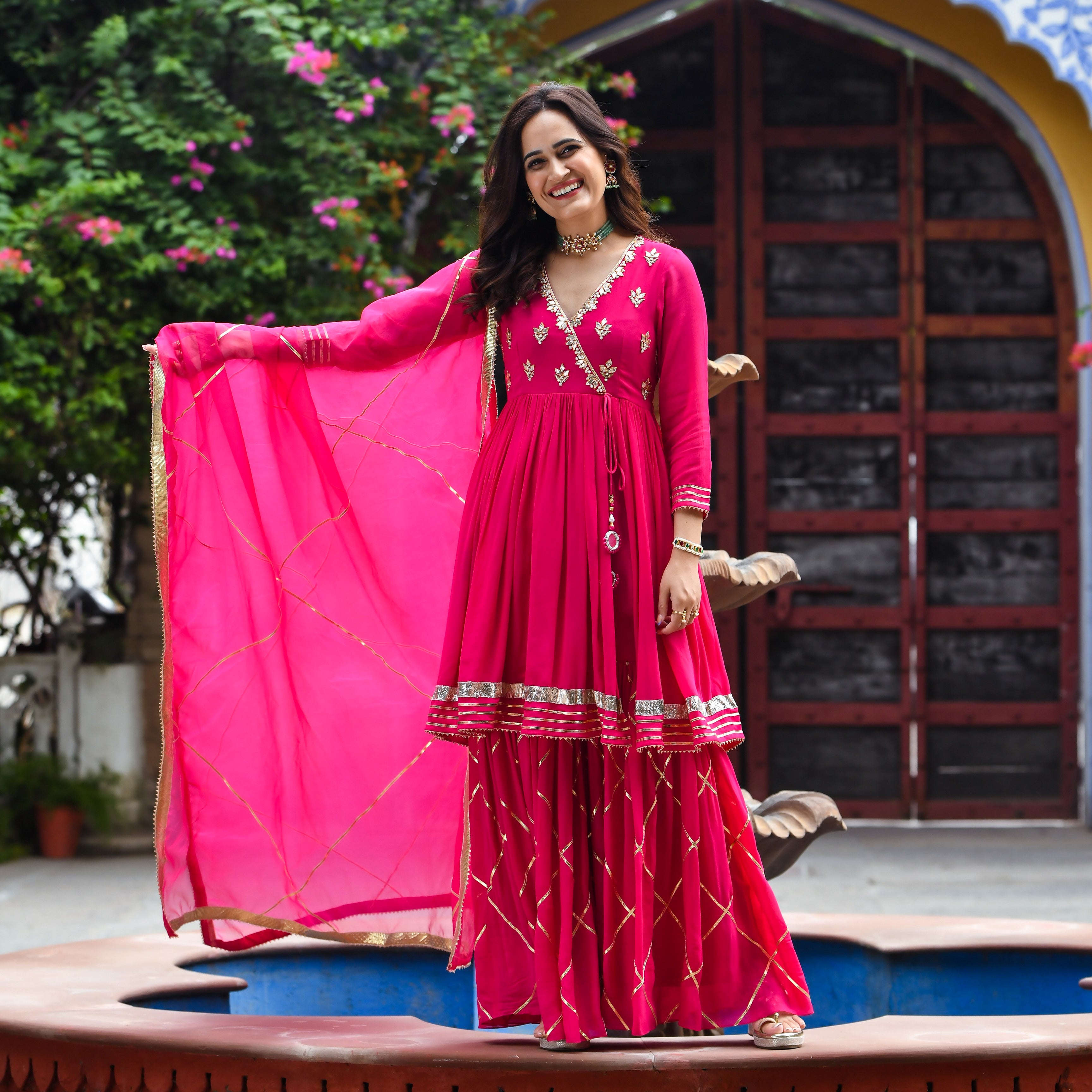 Nupur Pink Designer Ethnic Wear Georgette Suit Set For Women Online