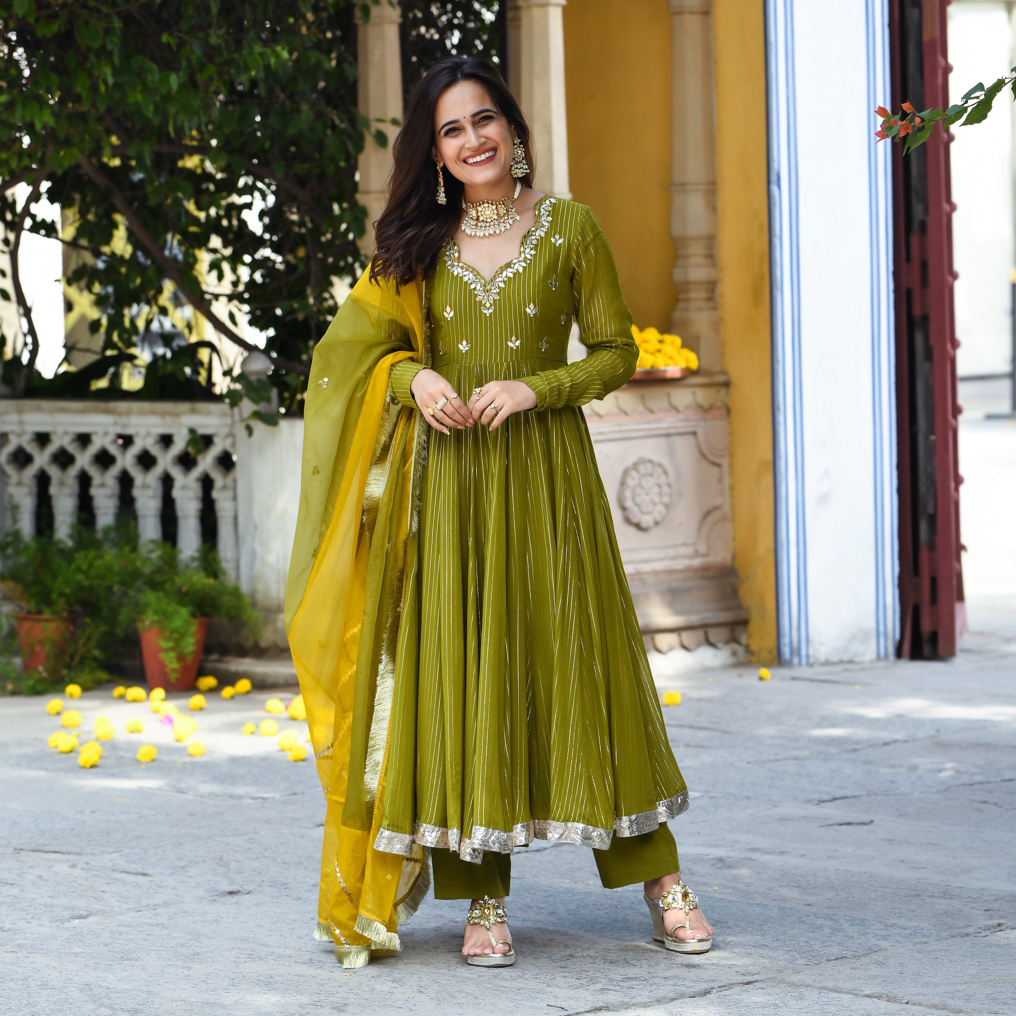 Drishti Green Designer Traditional Suit Set For Women Online