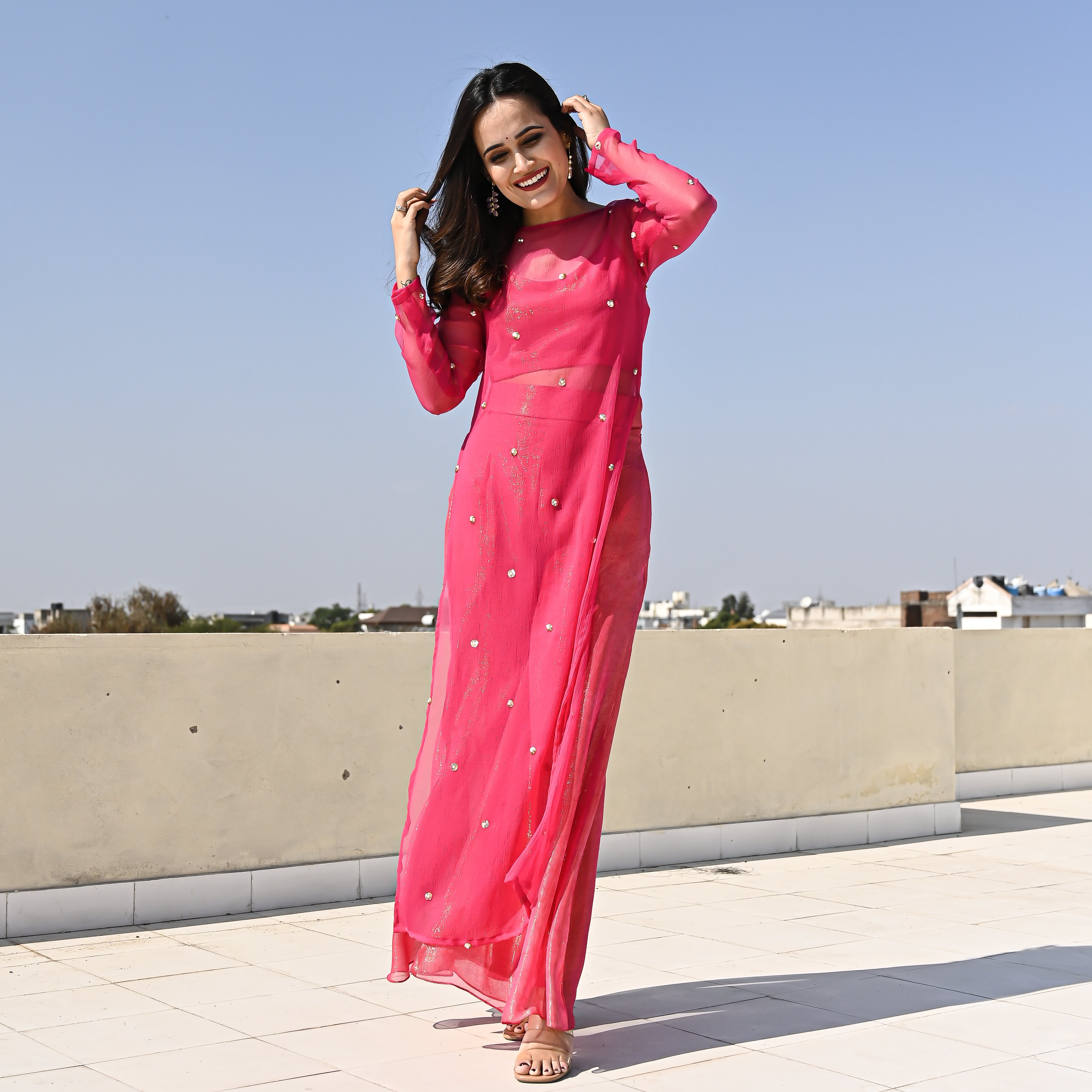  Aatifa Red Designer Cotton Co-ord Suit Set For Women Online