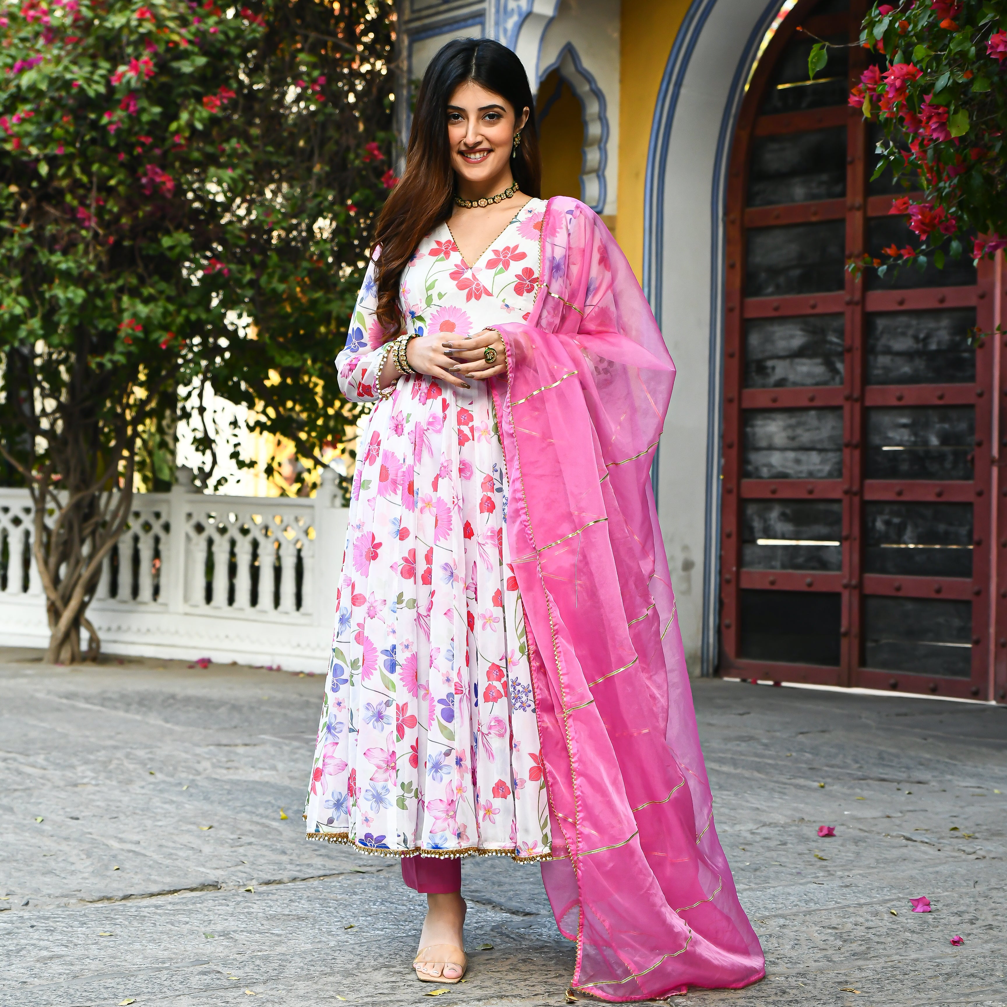 Rangsaar Designer Floral Anarkali Suit Set for Women Online