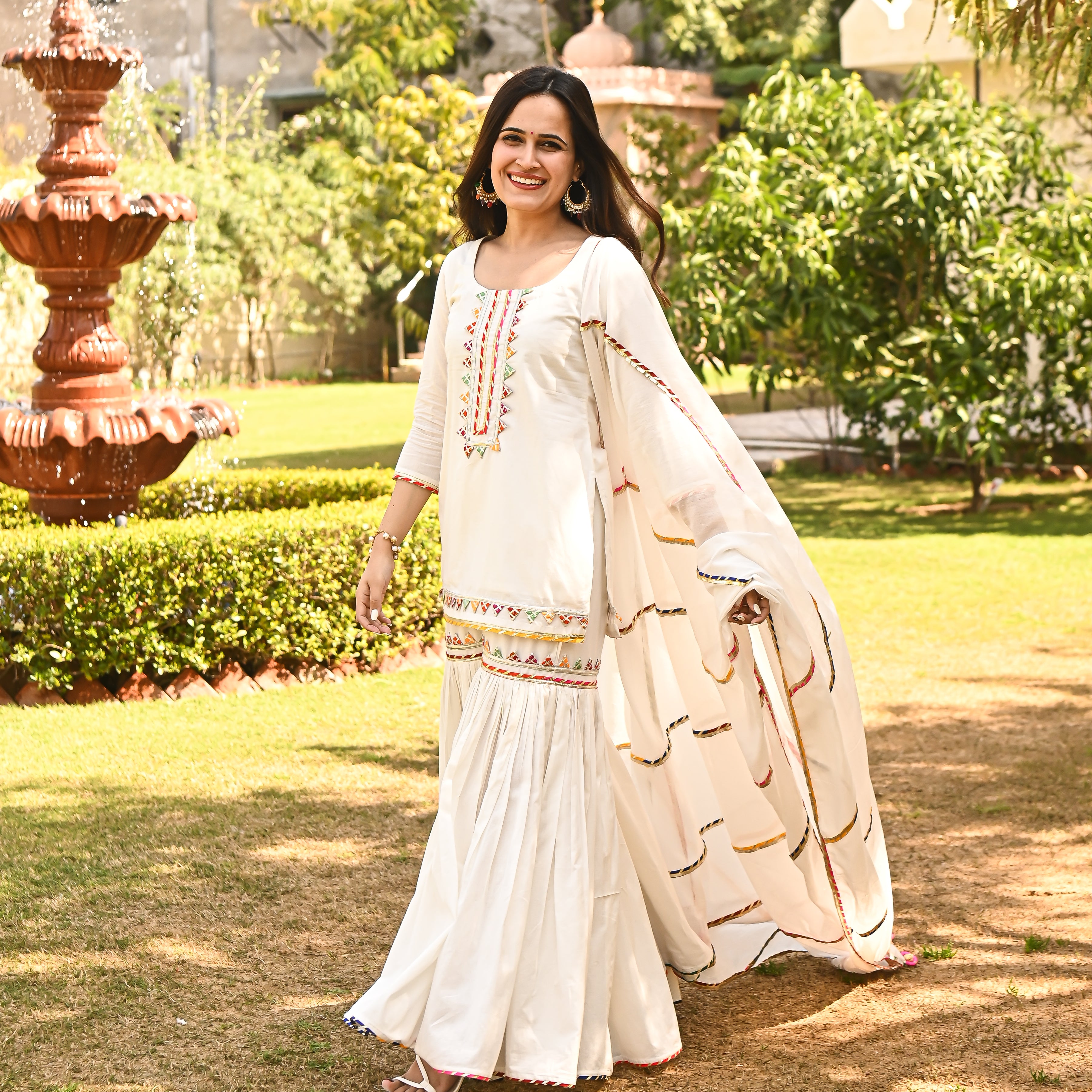 Buy UrbanStree Holly White Designer Traditional Festive Suit Set For Women Online