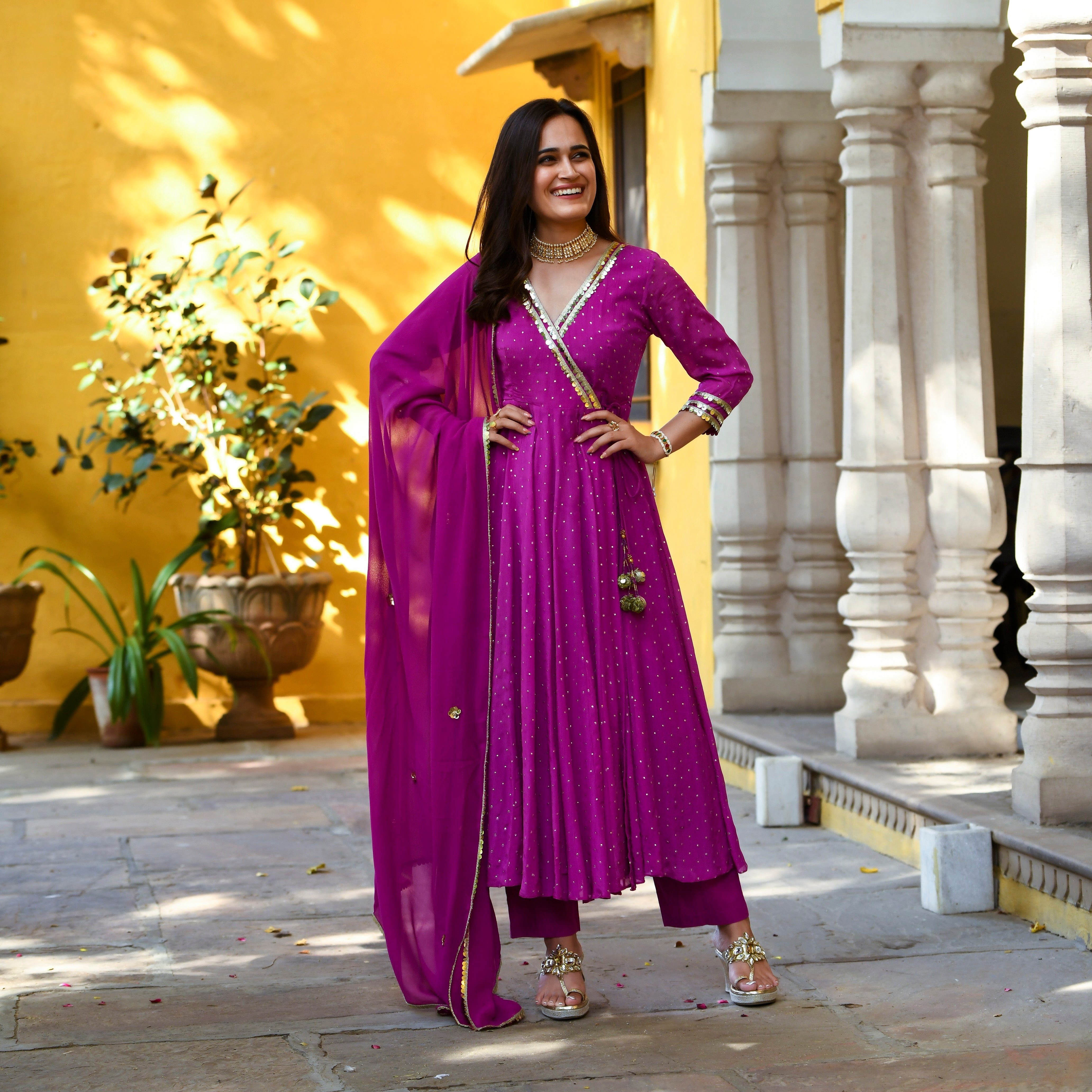 Prachi Purple Designer Anarkali Suit Set for Women Online