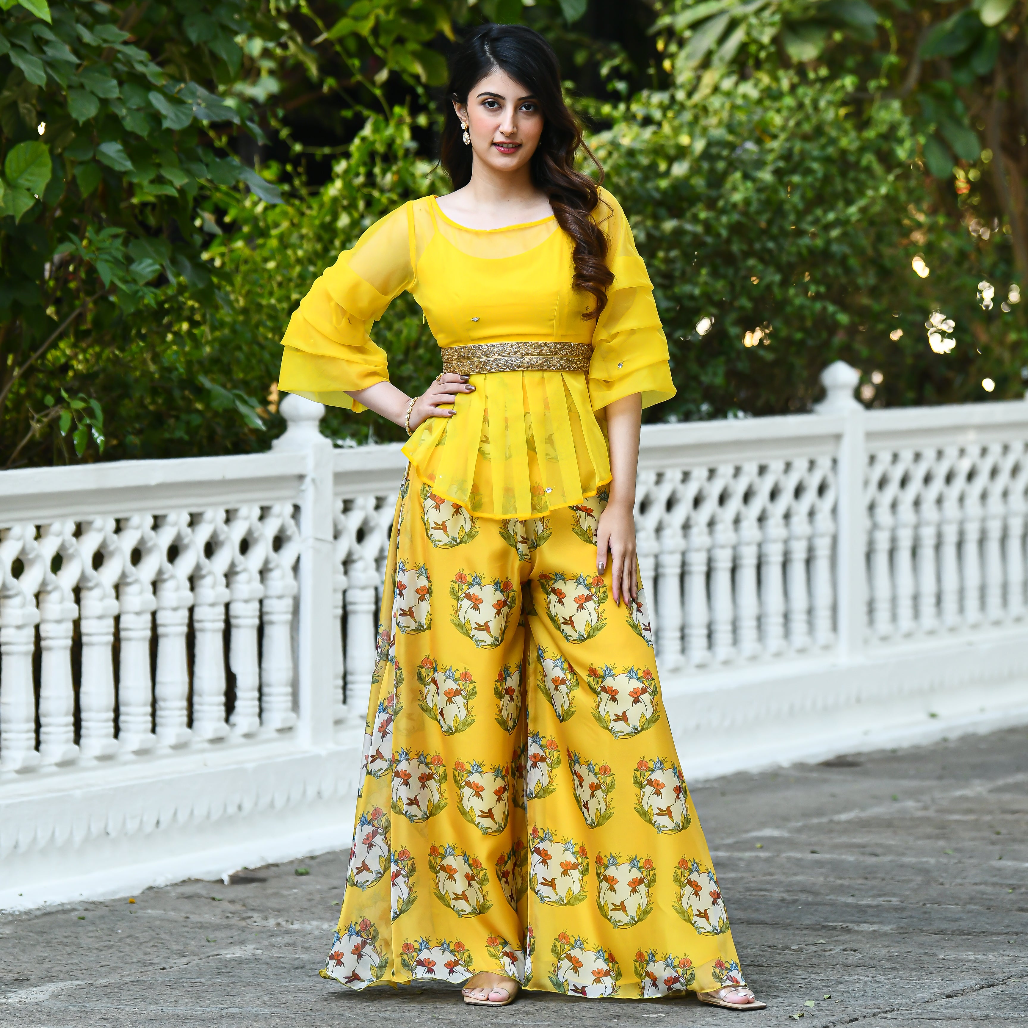 Yellow Floral Printed Coordinated Set for women online