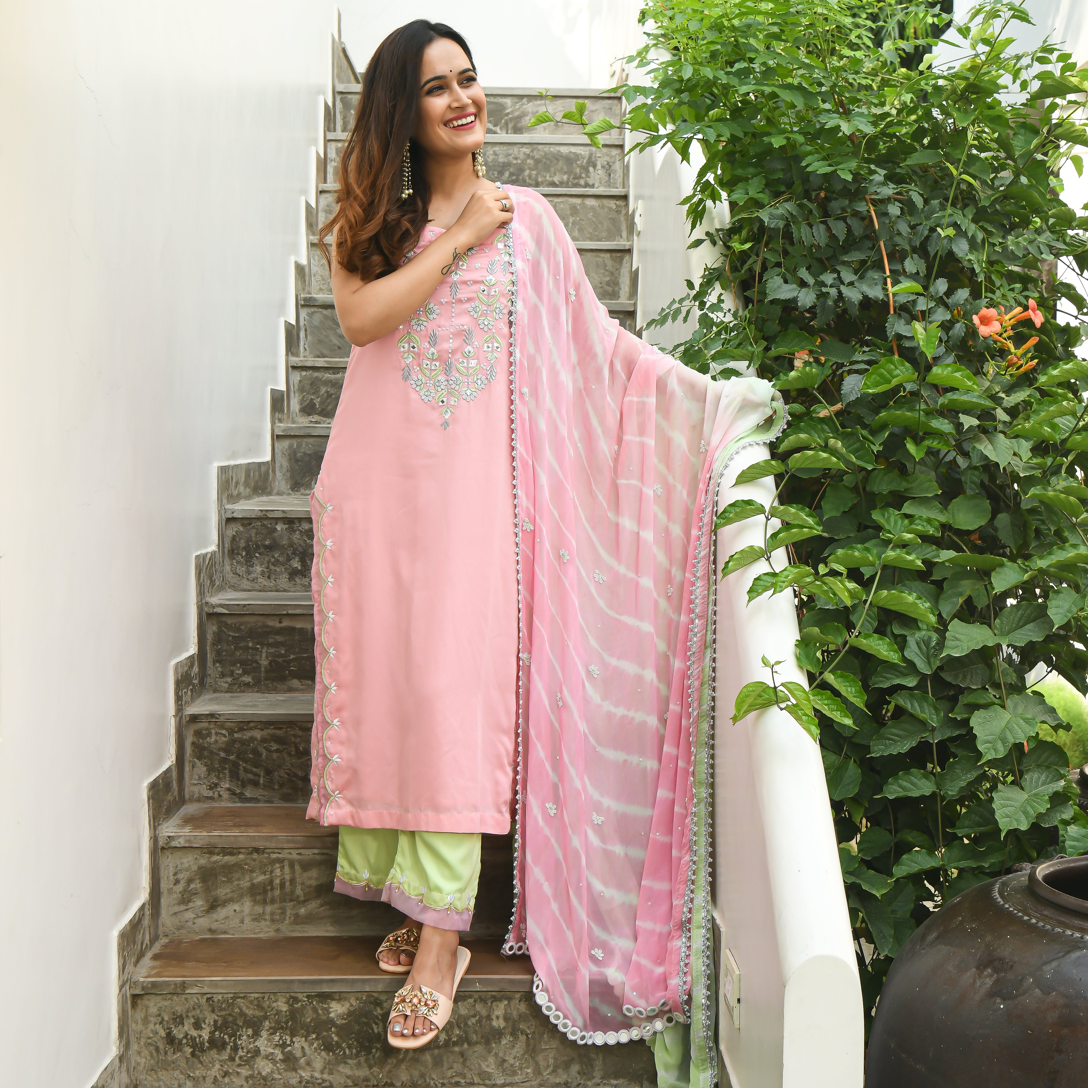 Aziz Pink Designer Traditional Suit Set For Women Online