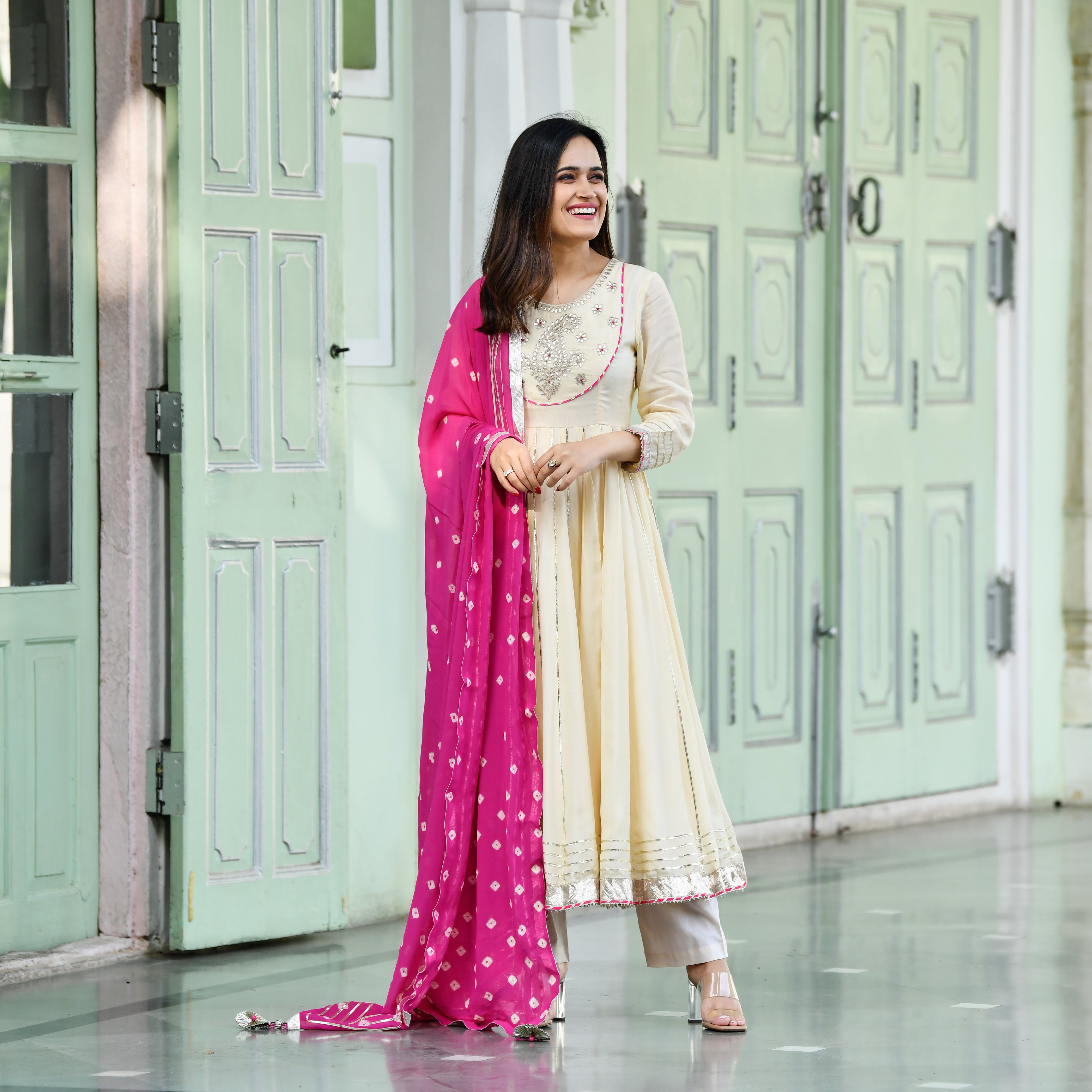  Riwaj White Designer Anarkali Suit Set for Women Online