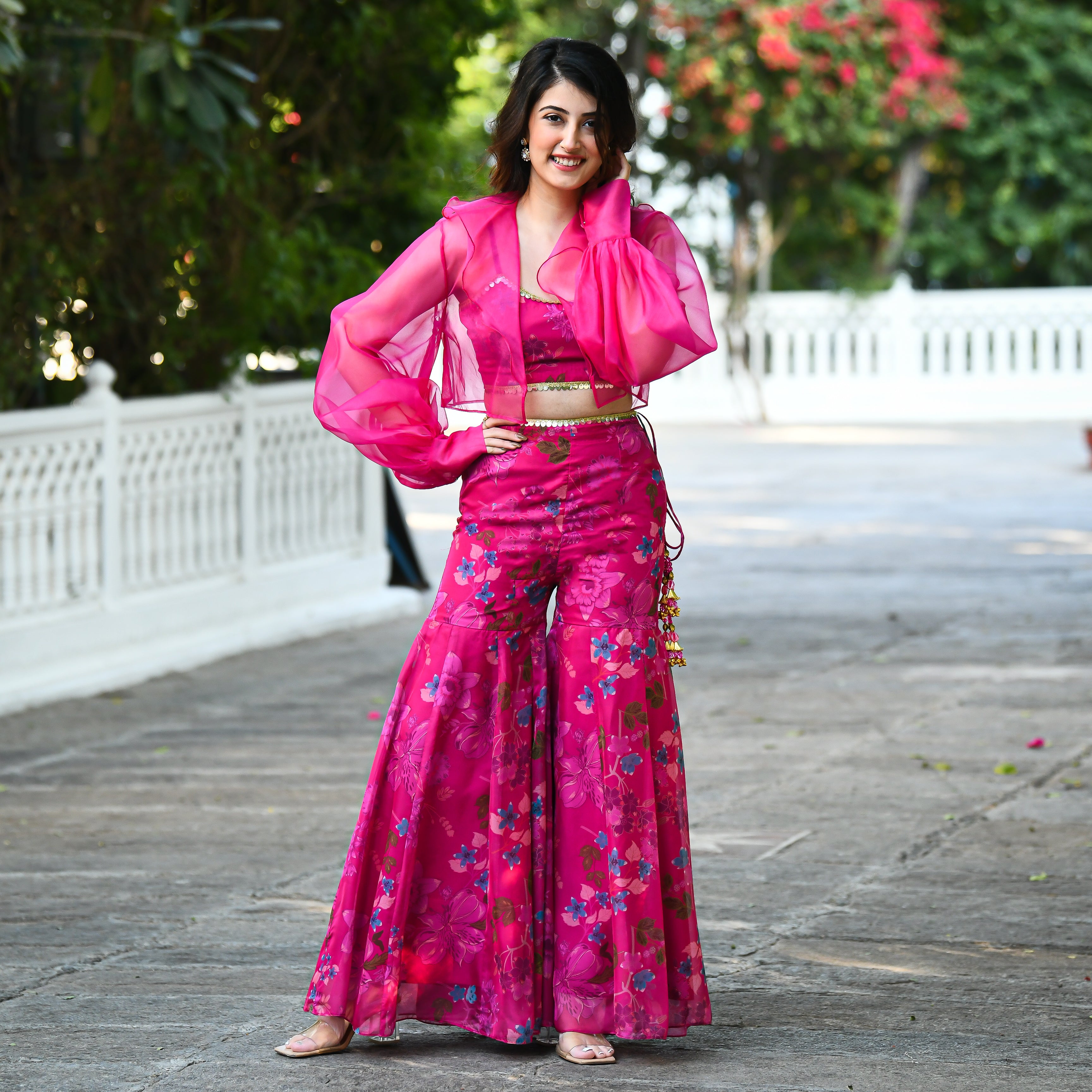 Kumud Designer Organza Pink Co-Ord Set For Women Online