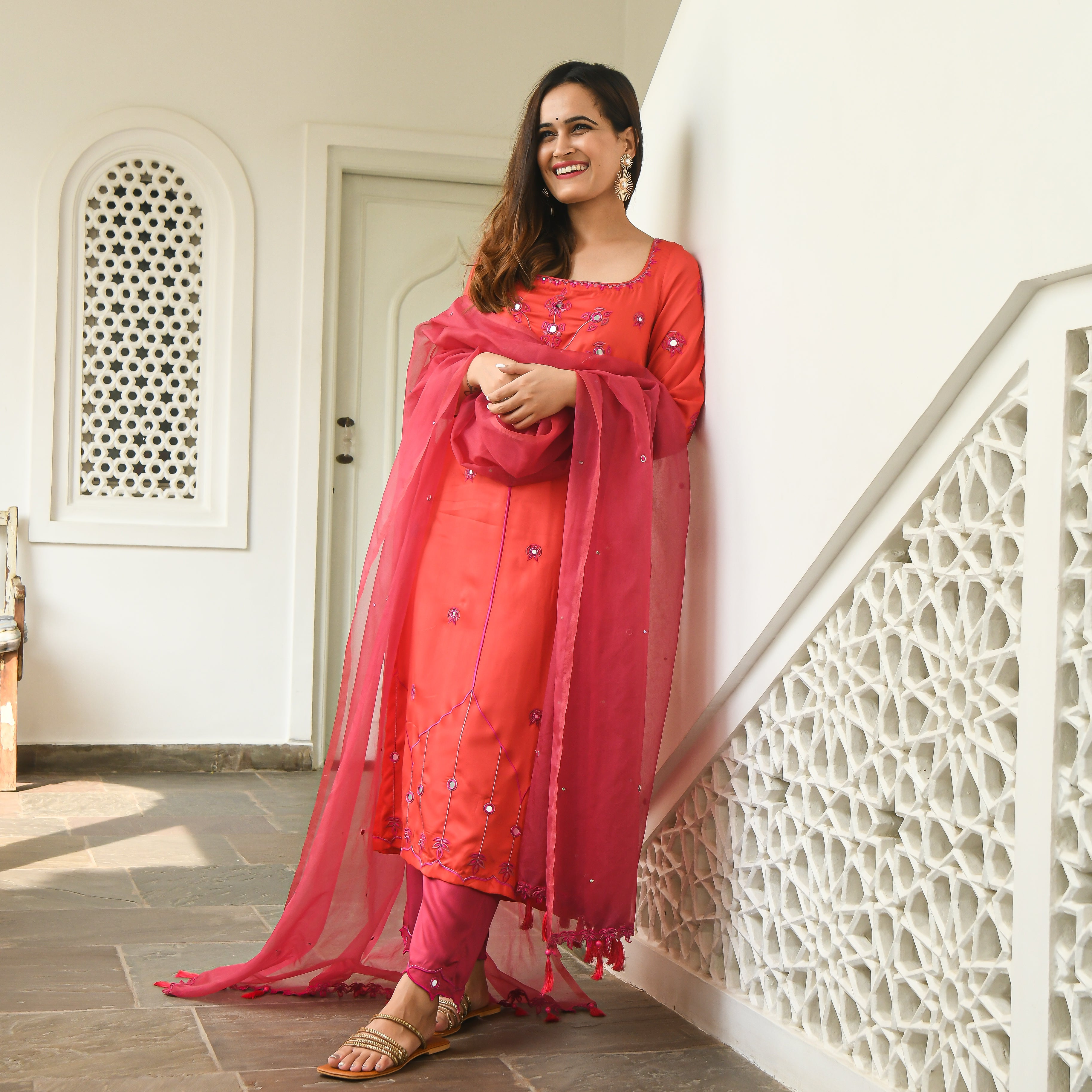 Vaia Traditional Designer Pink Embroidered  Suit Set for Women Online