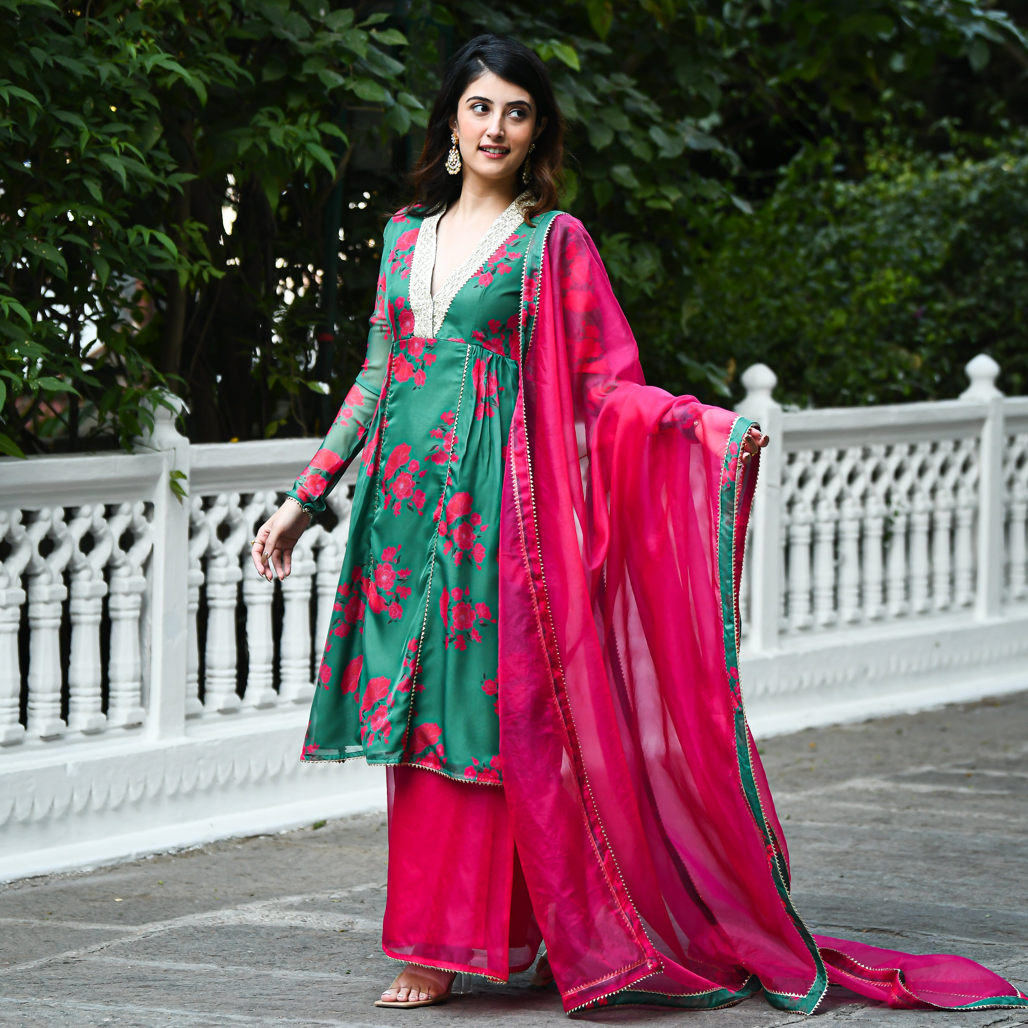 Green Pink Suit Set for women online