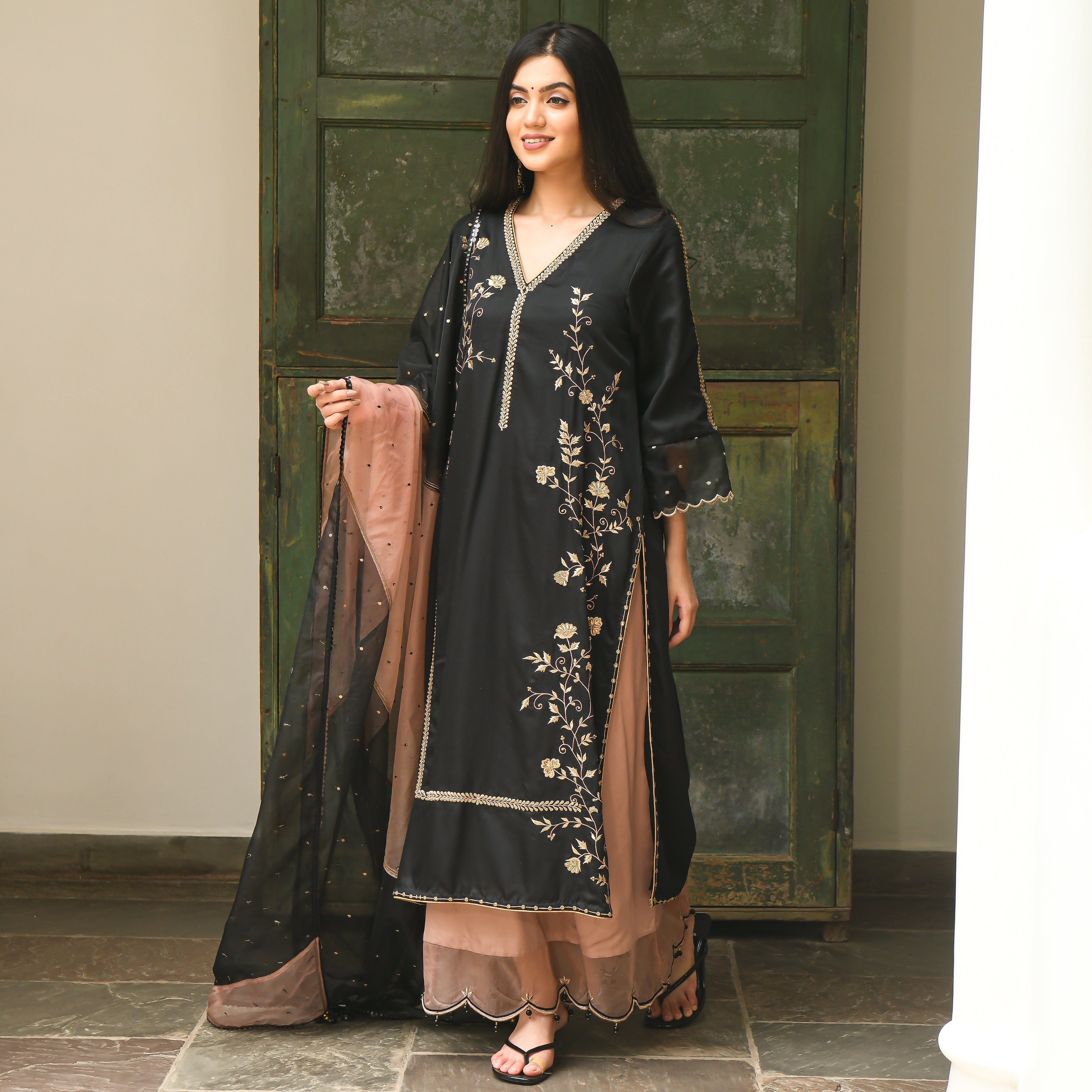  Khuda Hafiz Black Designer Organza Suit Set For Women Online
