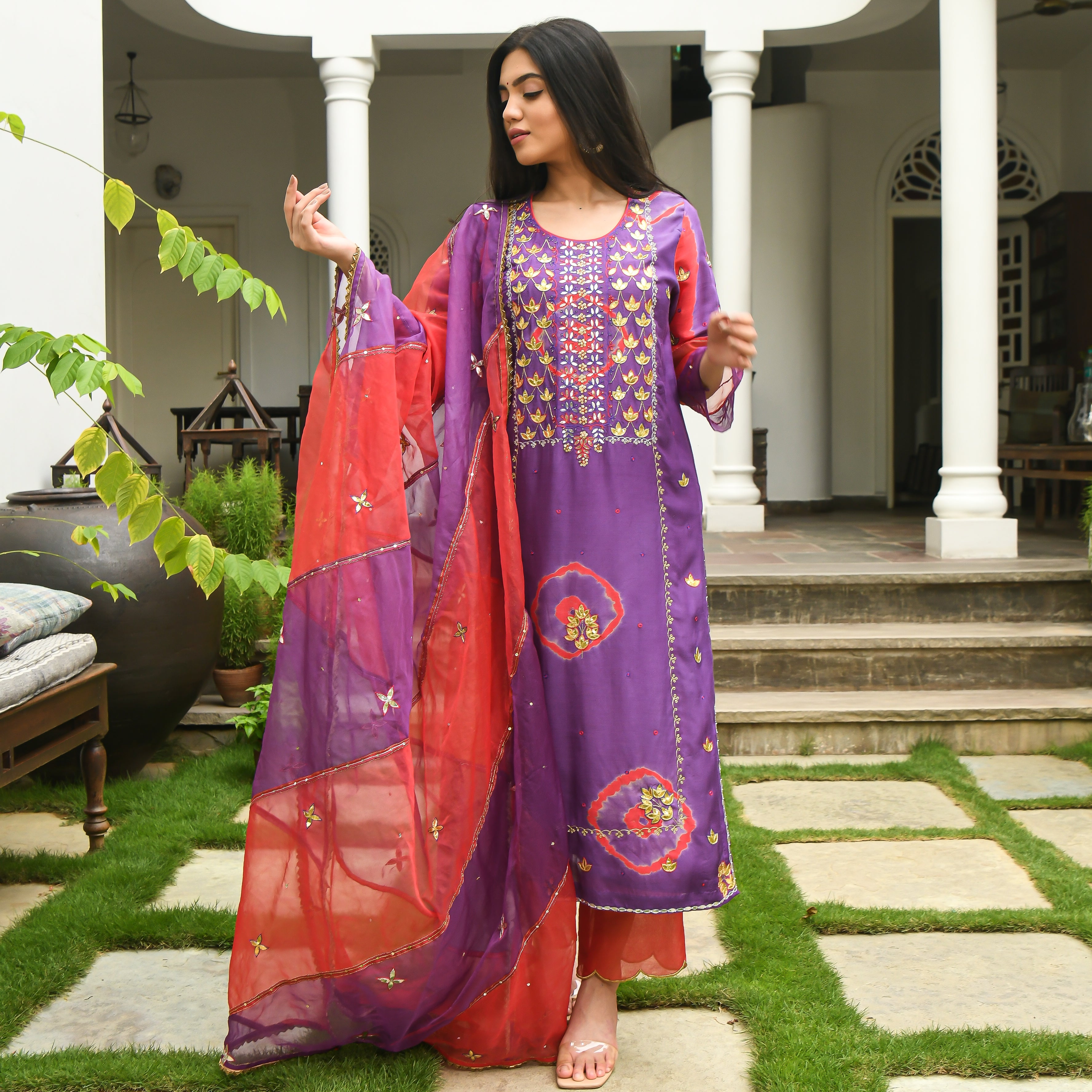  Bani Thani Purple Silk Designer Traditional Suit Set For Women Online