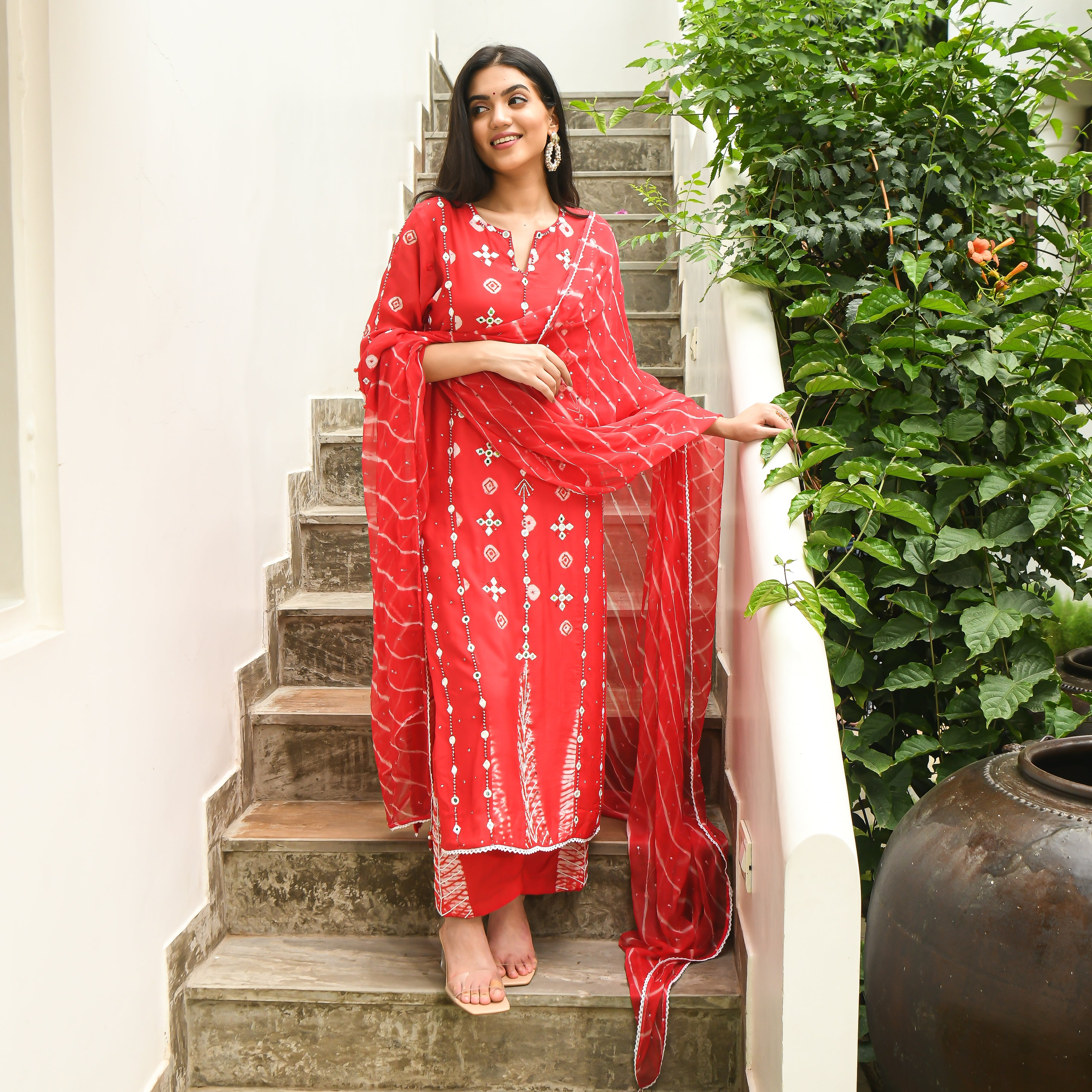 Laal Ishq Red Designer Traditional Cotton Silk Suit Set For Women Online