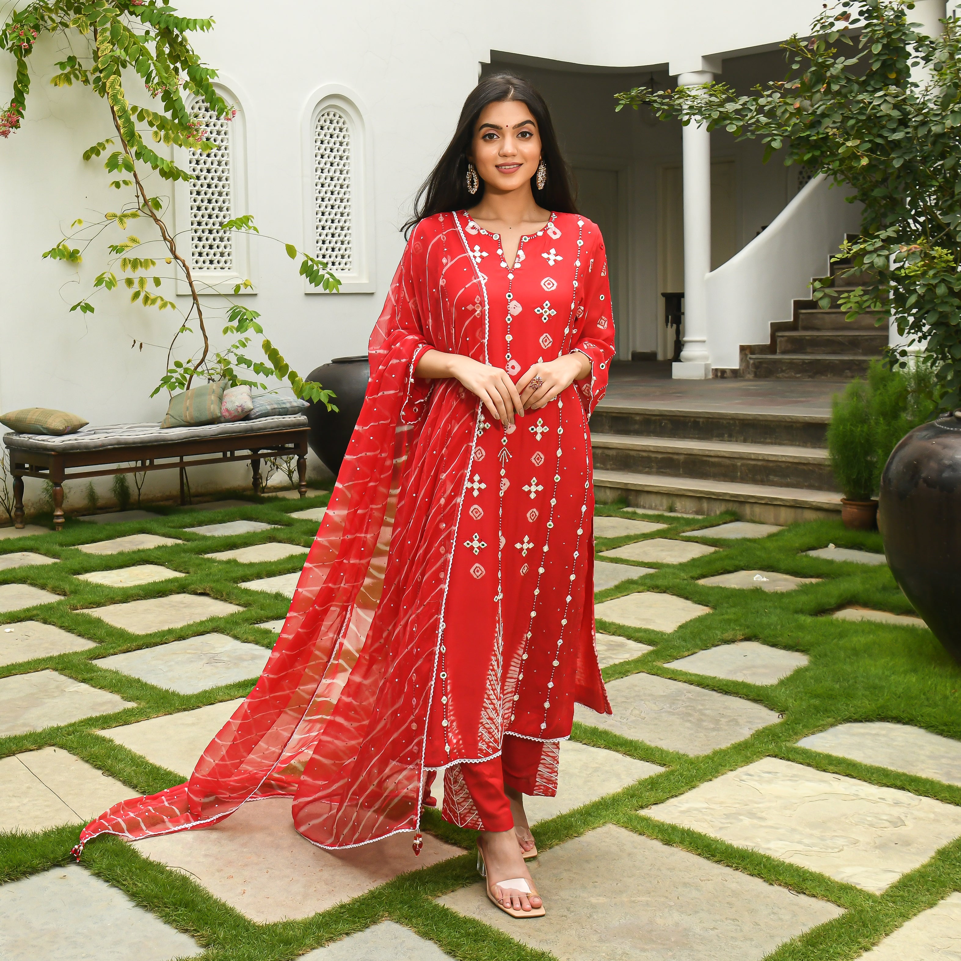 Laal Ishq Red Designer Traditional Cotton Silk Suit Set For Women Online
