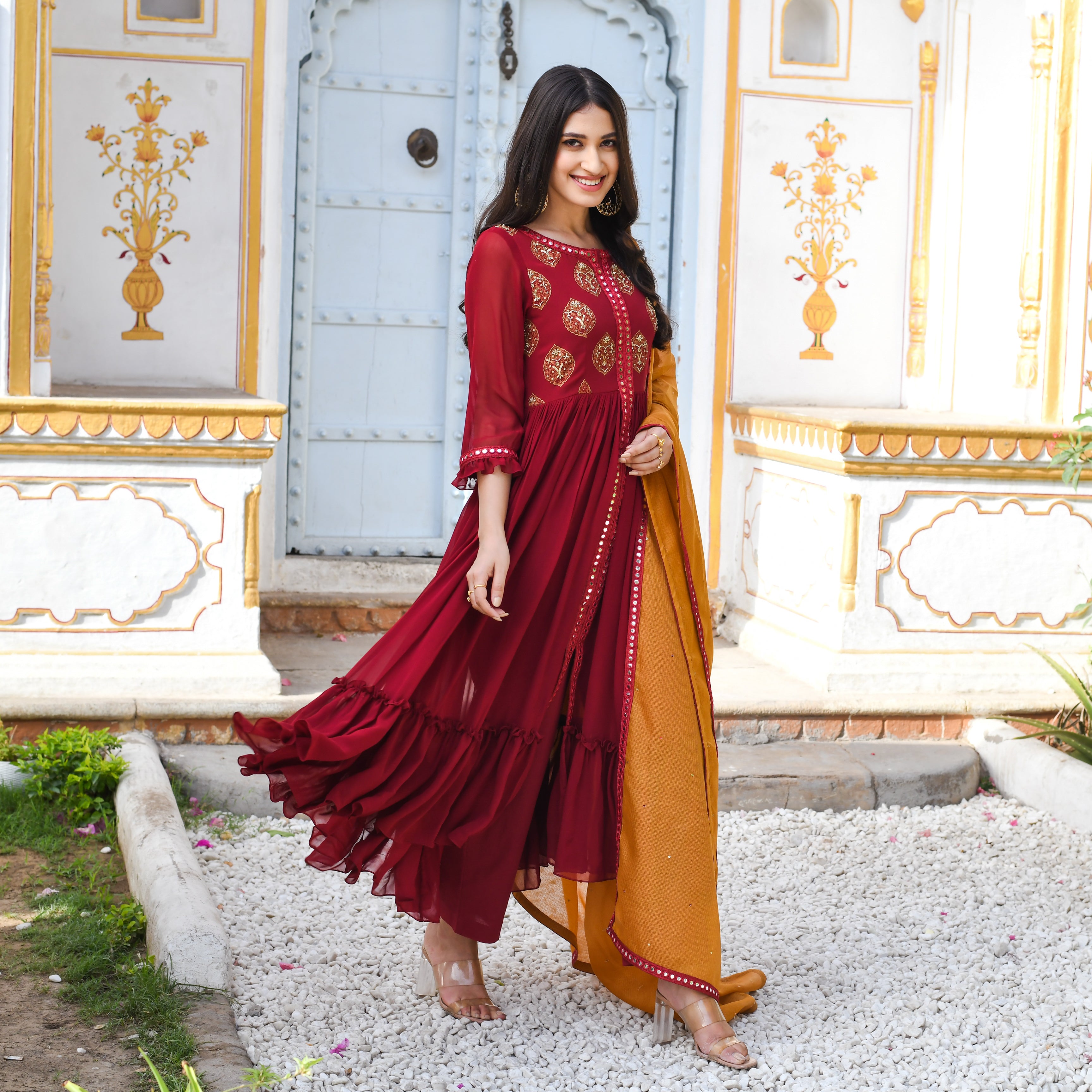Madhubala Red Designer Traditional Suit Set For Women Online