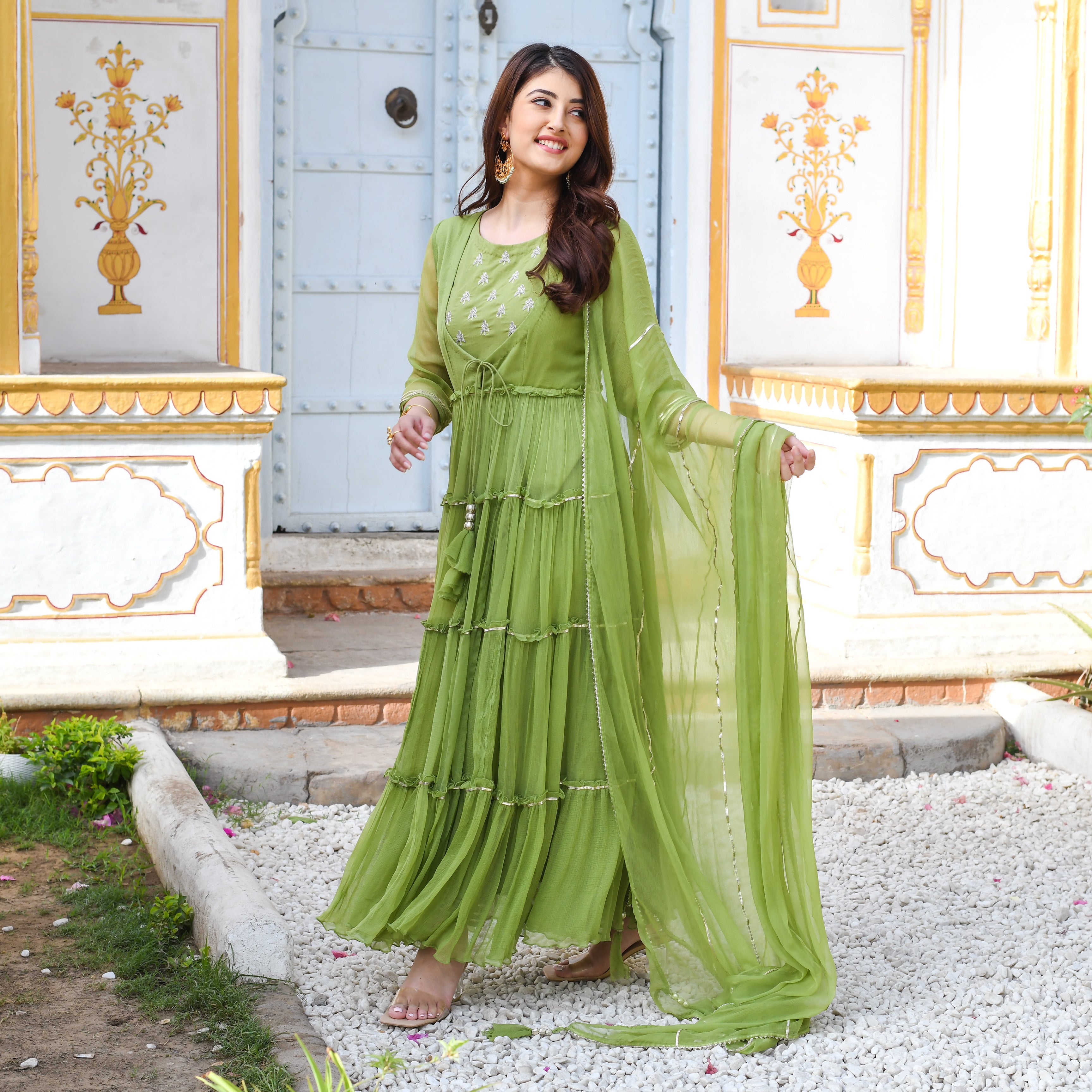  Adhira Green Designer Cotton Salwar Suit Set For Women Online