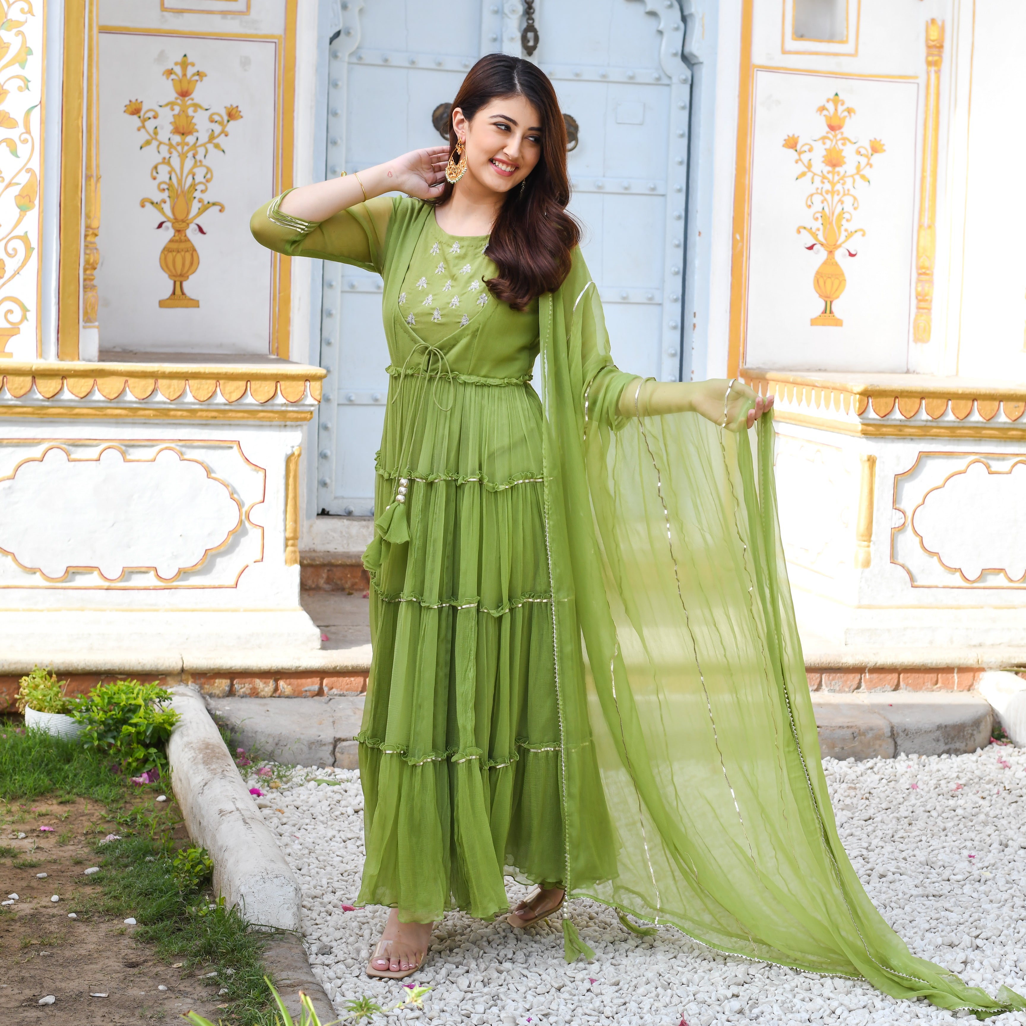  Adhira Green Designer Cotton Salwar Suit Set For Women Online