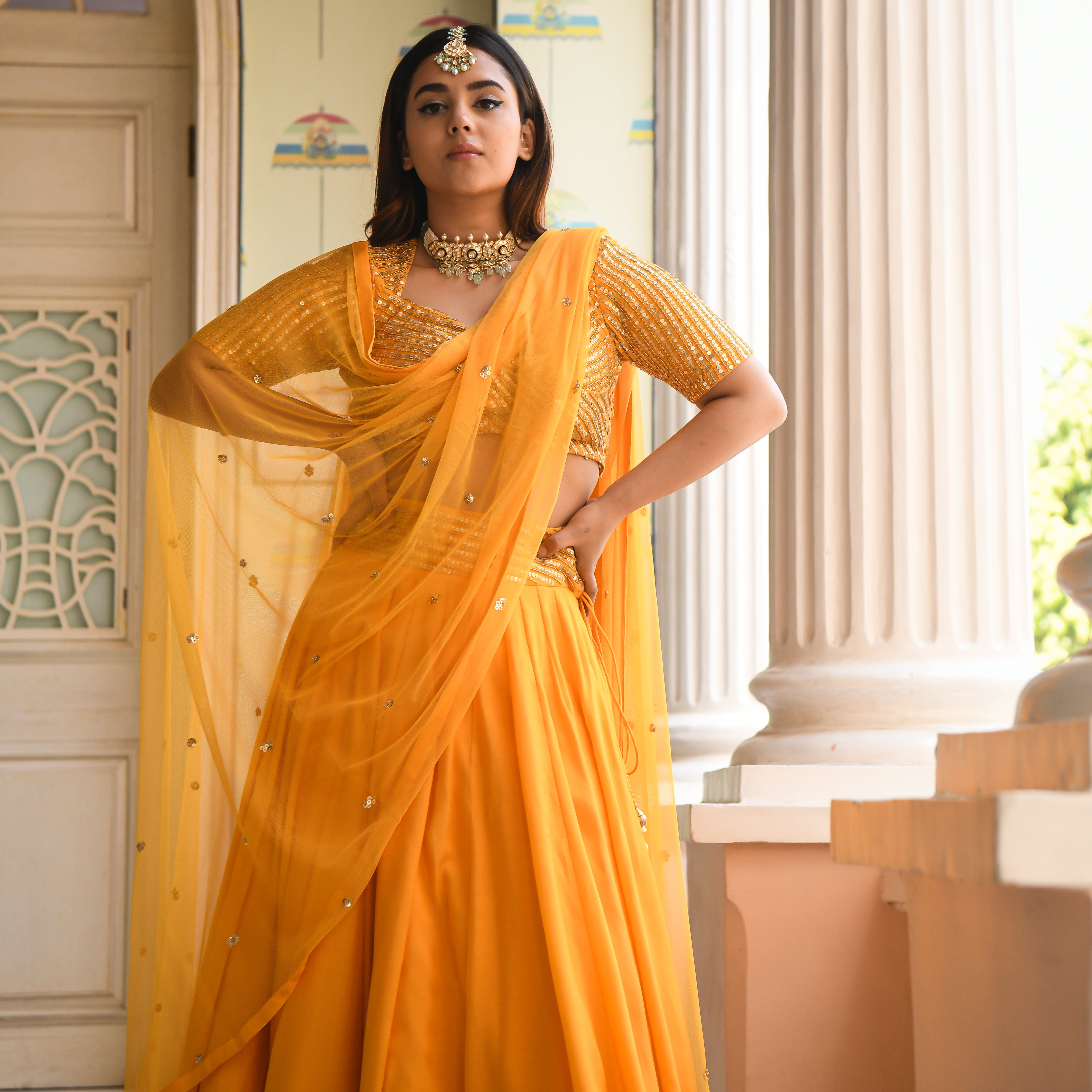 Medhavi Yellow Silk Designer Lehenga Set For Women Online