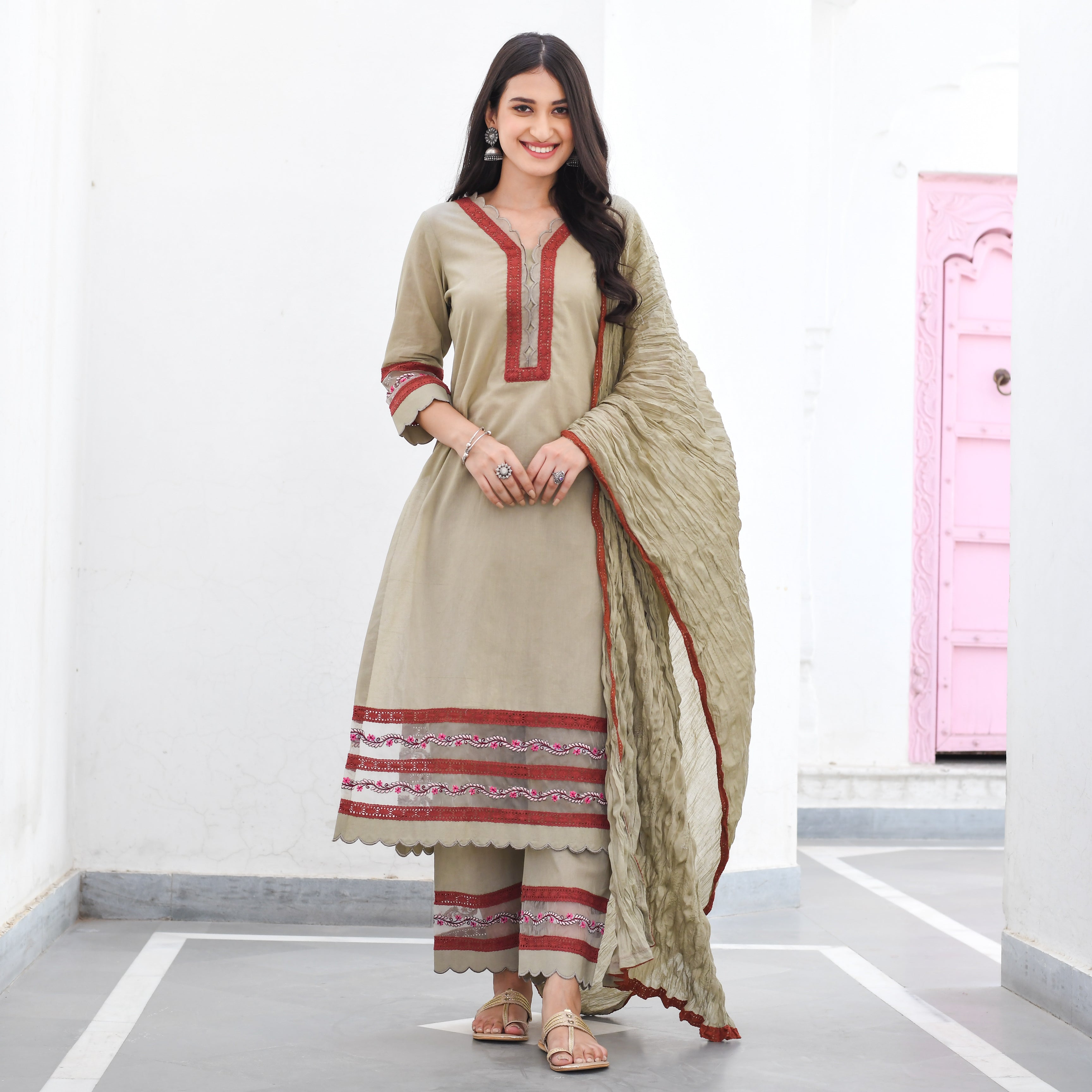 Anuka Cotton Designer Traditional Suit Set For Women Online