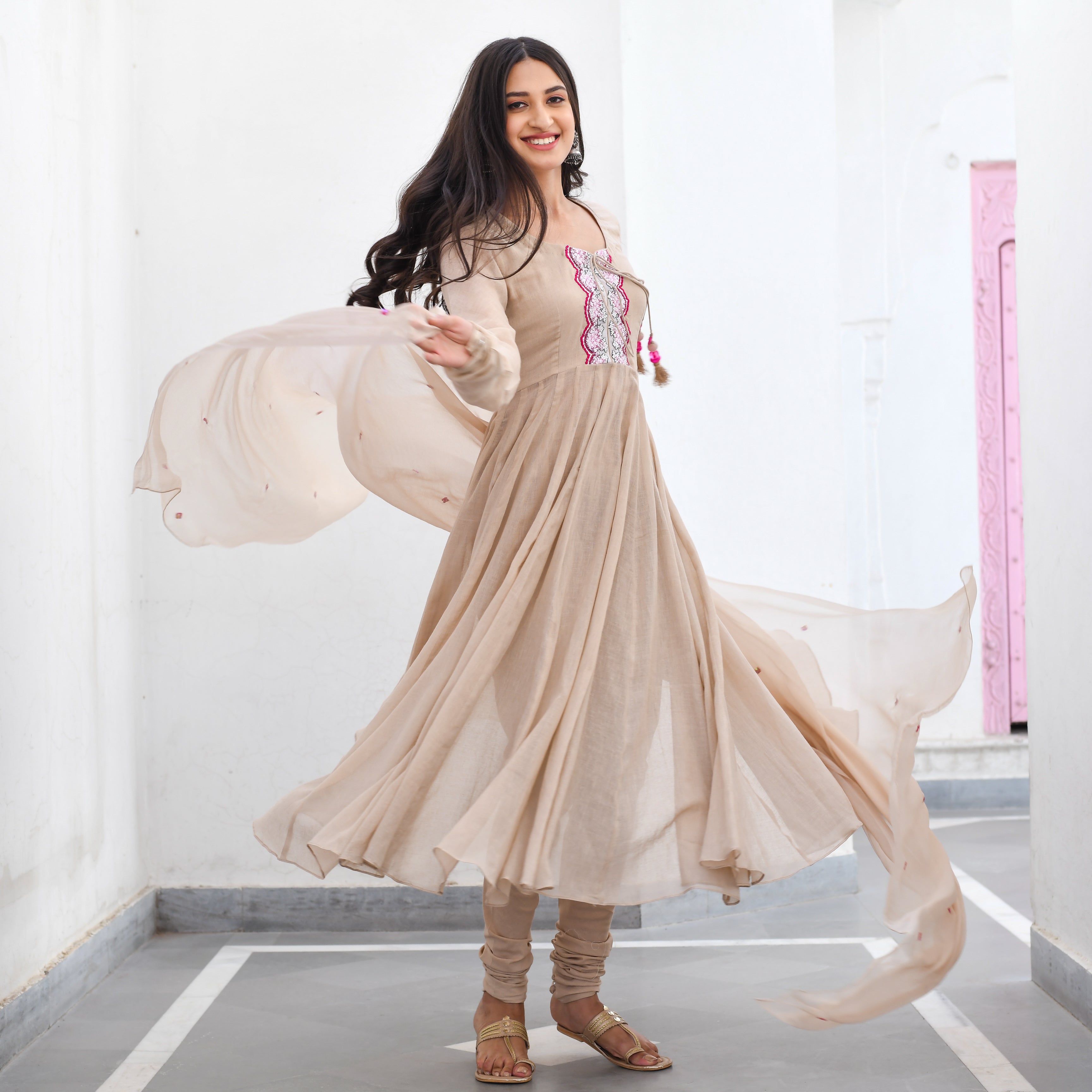  Akshaya Cotton Designer Anarkali Suit Set For Women Online