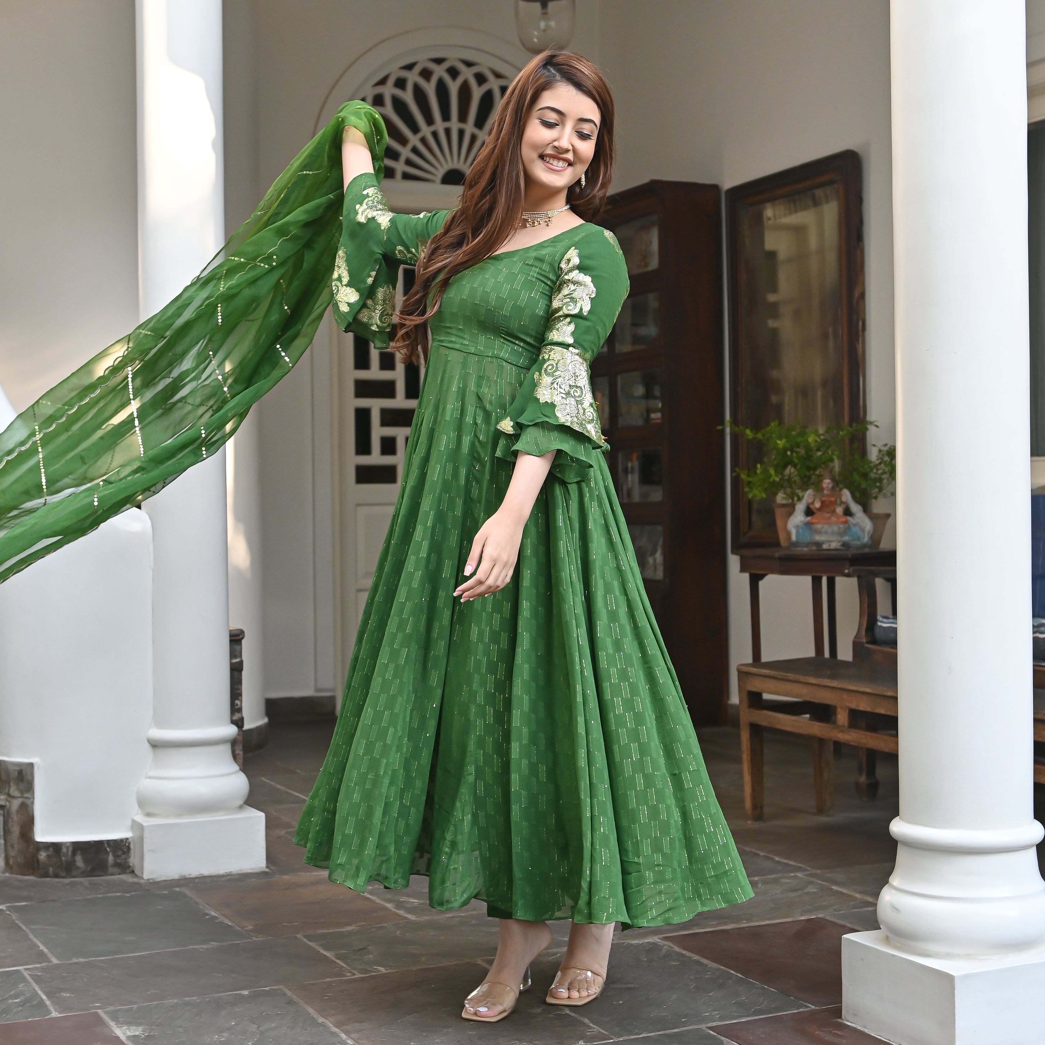 Naziha Designer Green Party Wear Suit Set For Women Online