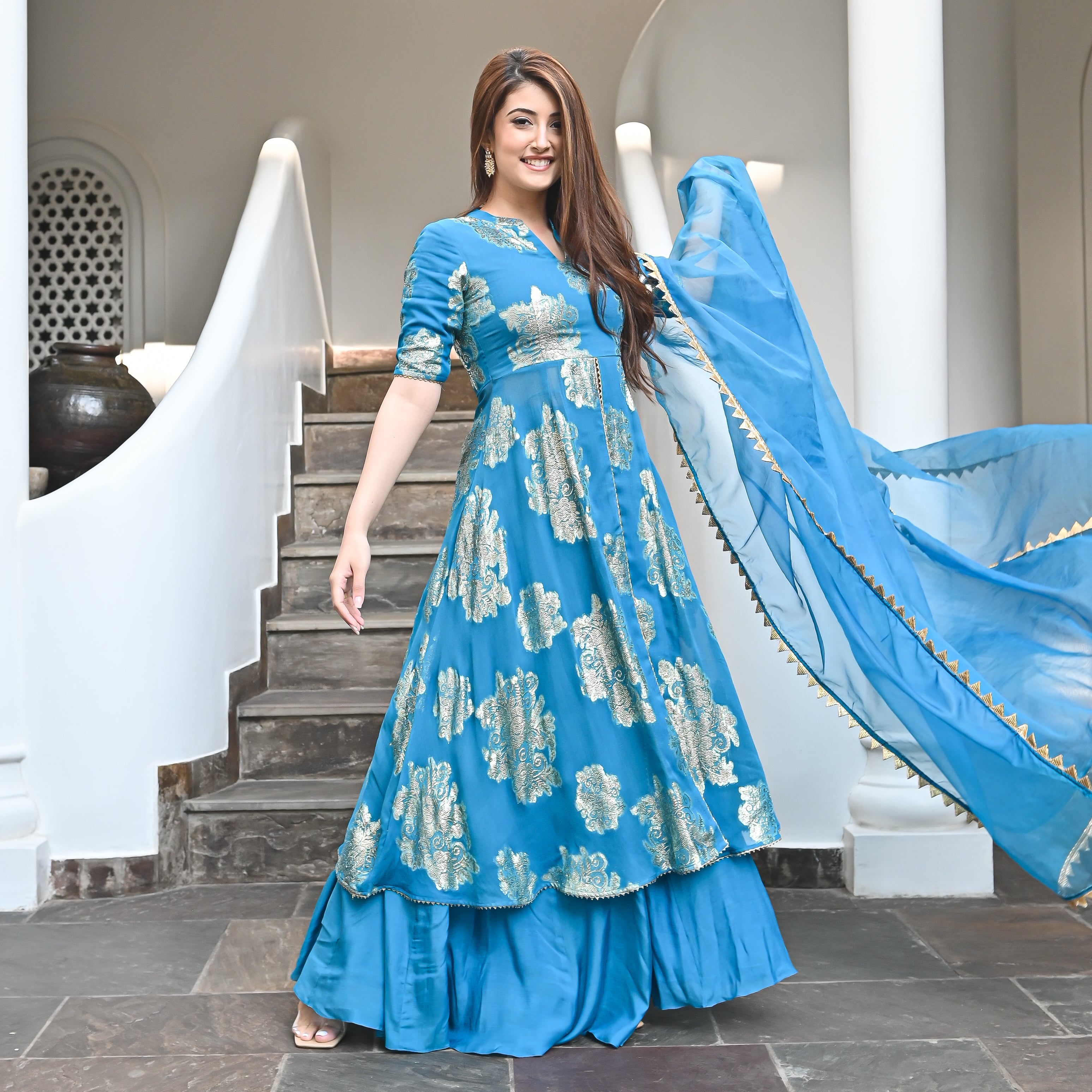 Shakira Traditional Designer Sky Blue Suit Set for Women Online UrbanStree Shakira Traditional Designer Sky Blue Suit Set for Women Online UrbanStree