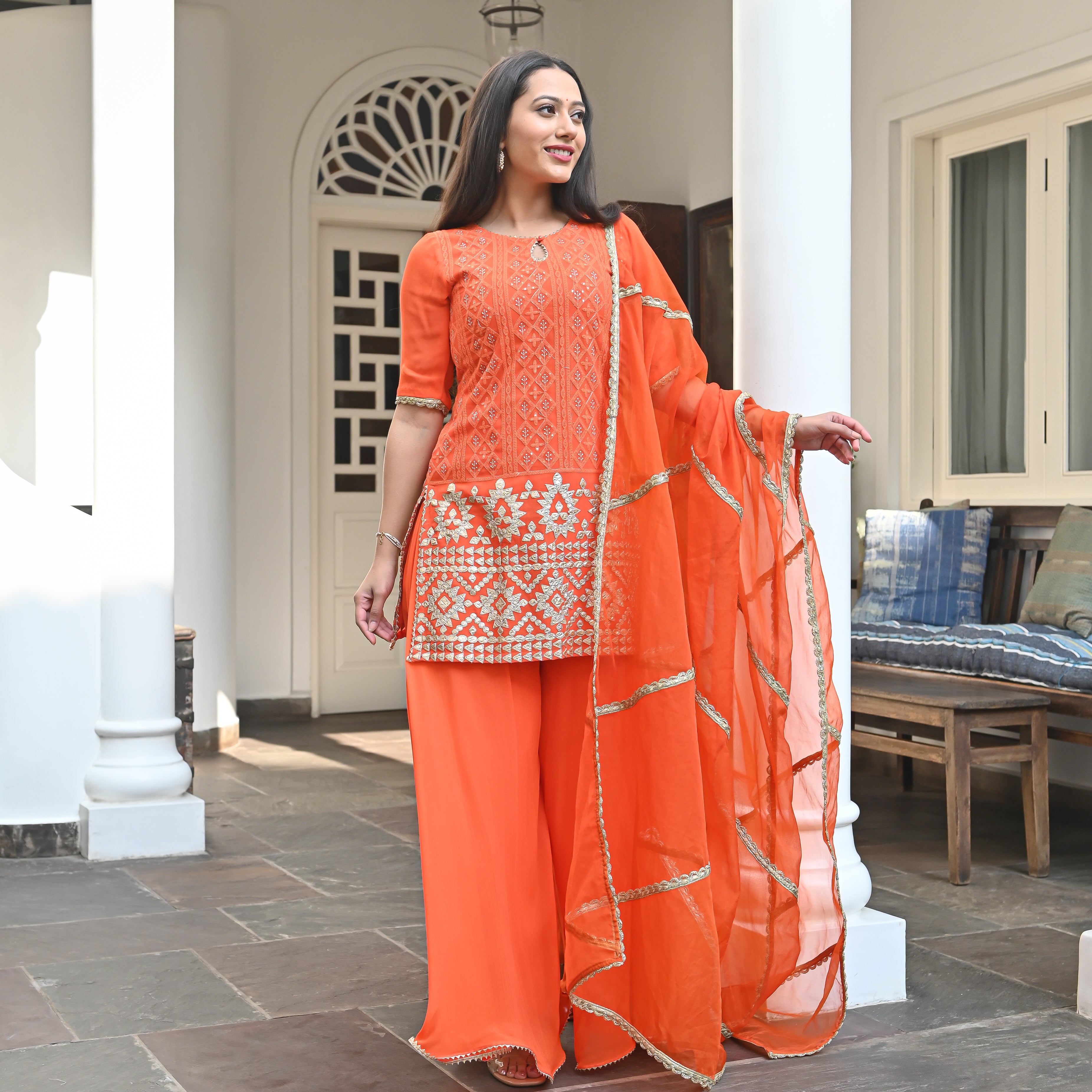 Rabina Orange Designer Ethnic Wear Suit Set For Women Online