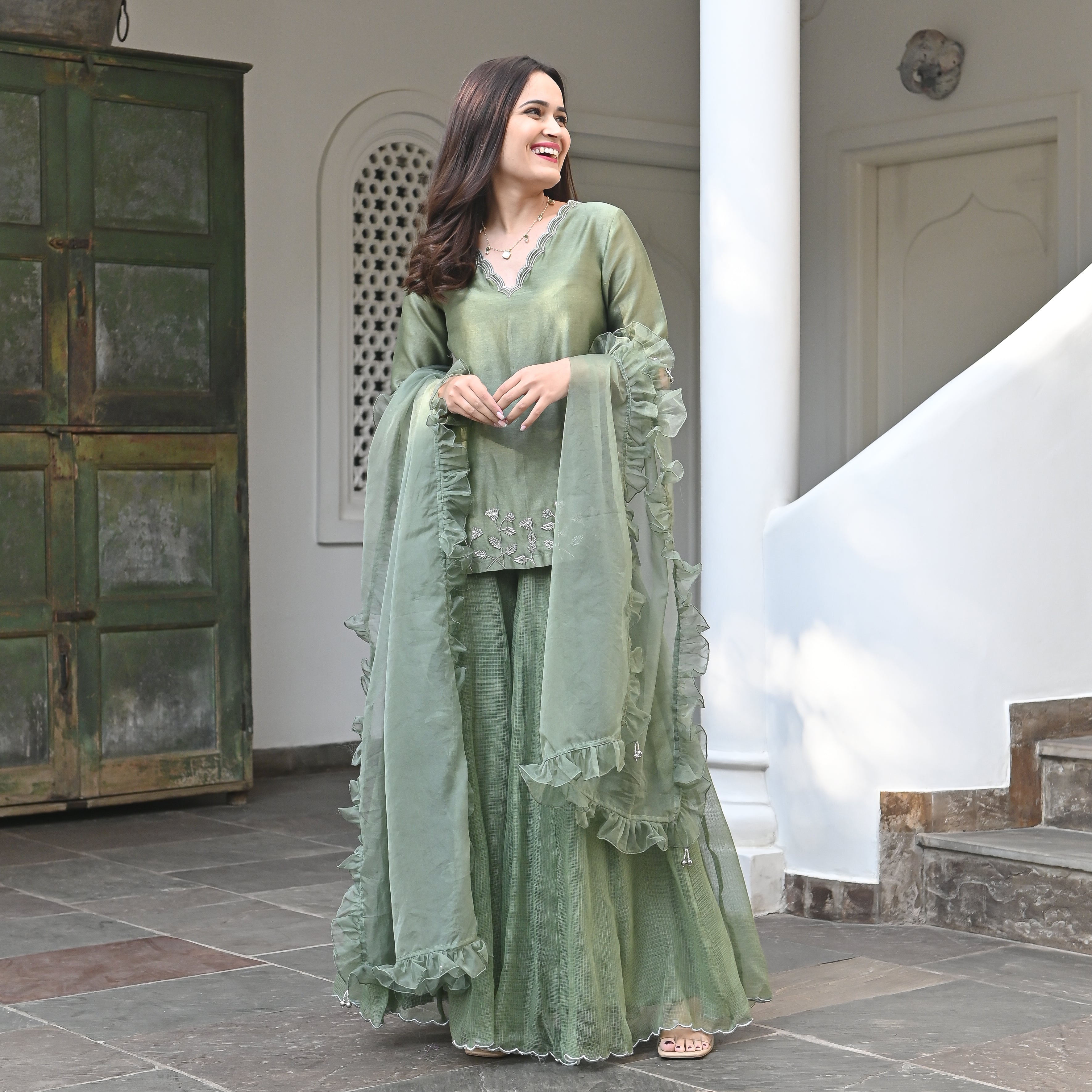 Green sharara salwar suit set