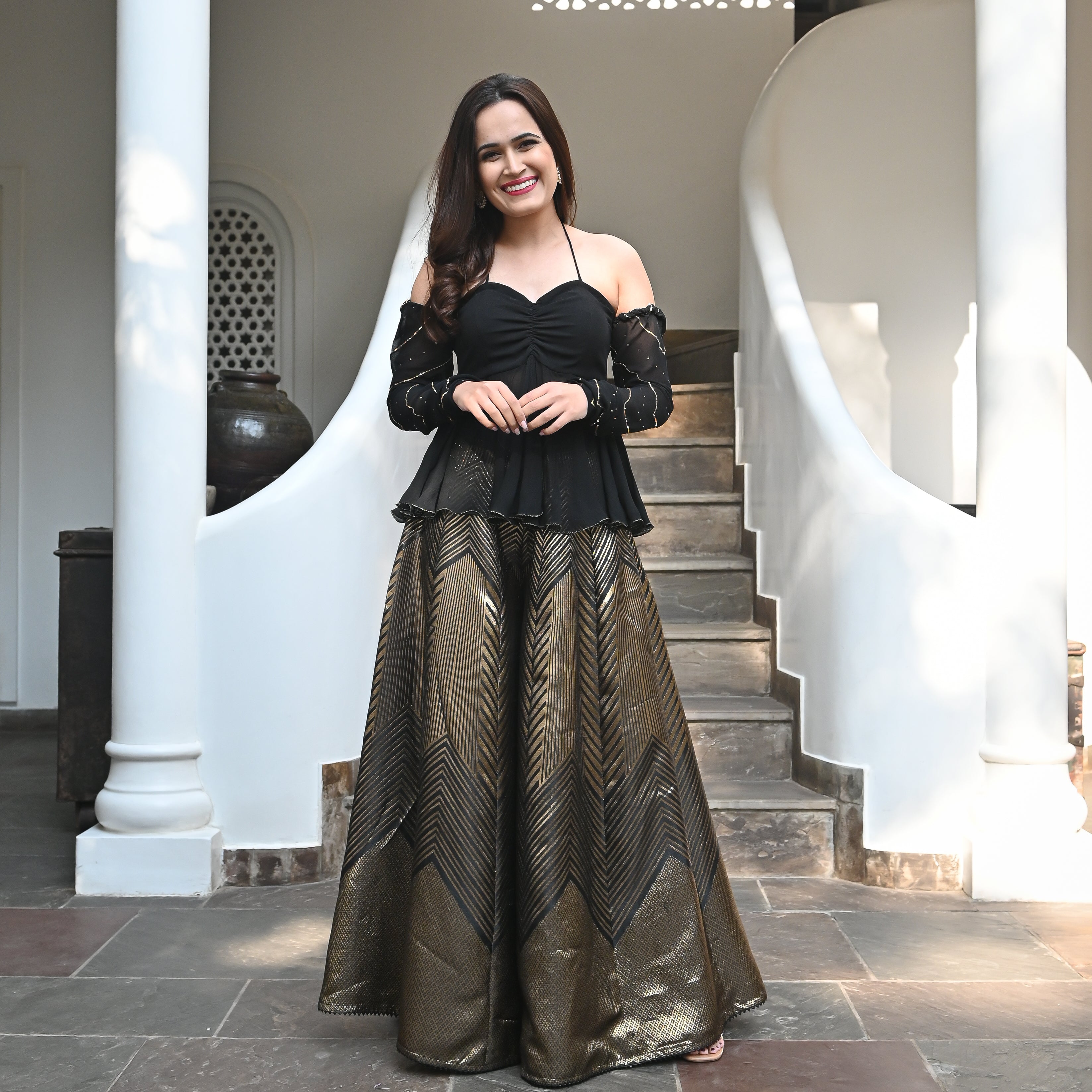  Ebony Black Banarasi Designer Co-ord Suit Set For Women Online
