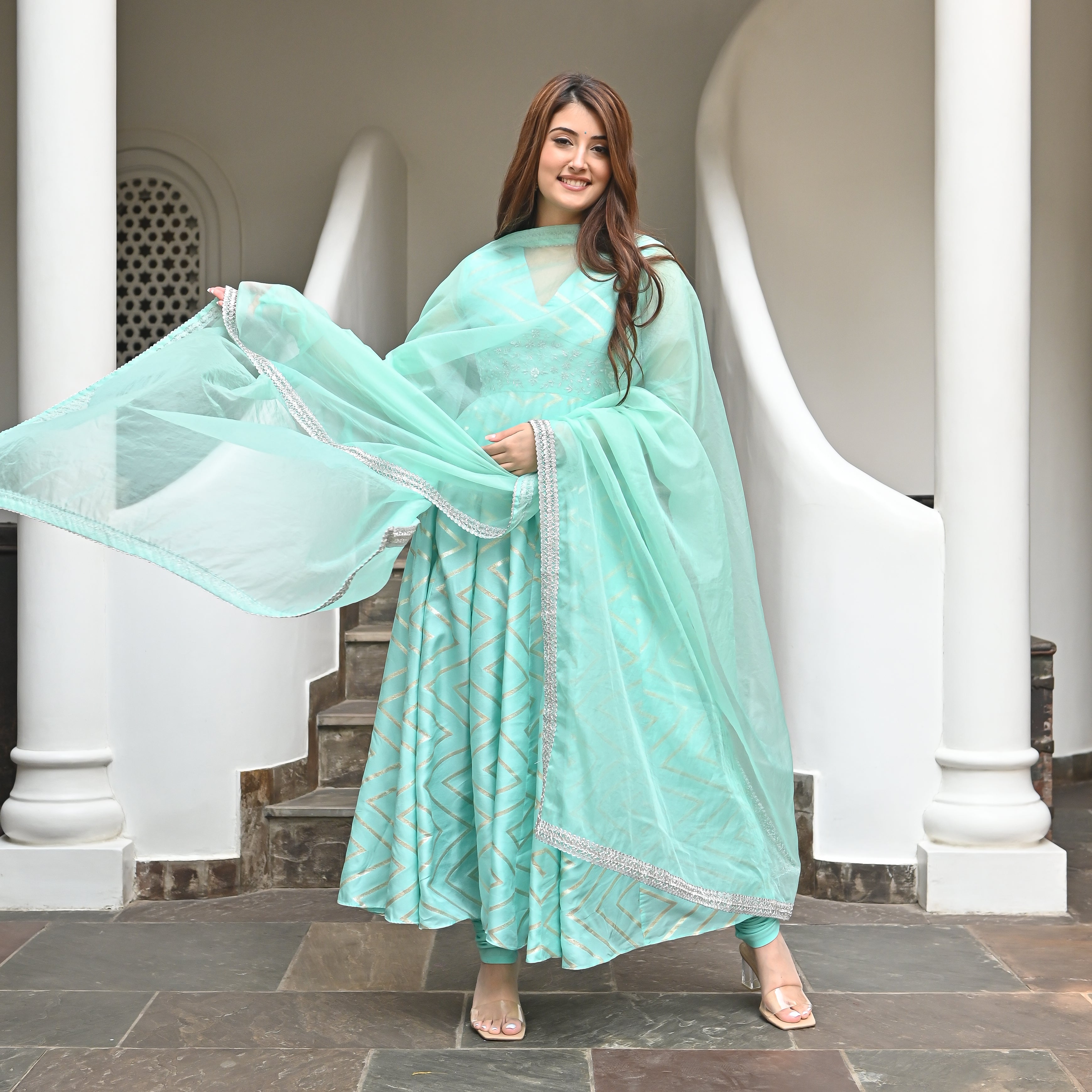  Farida Blue Designer Traditional Suit Set For Women Online