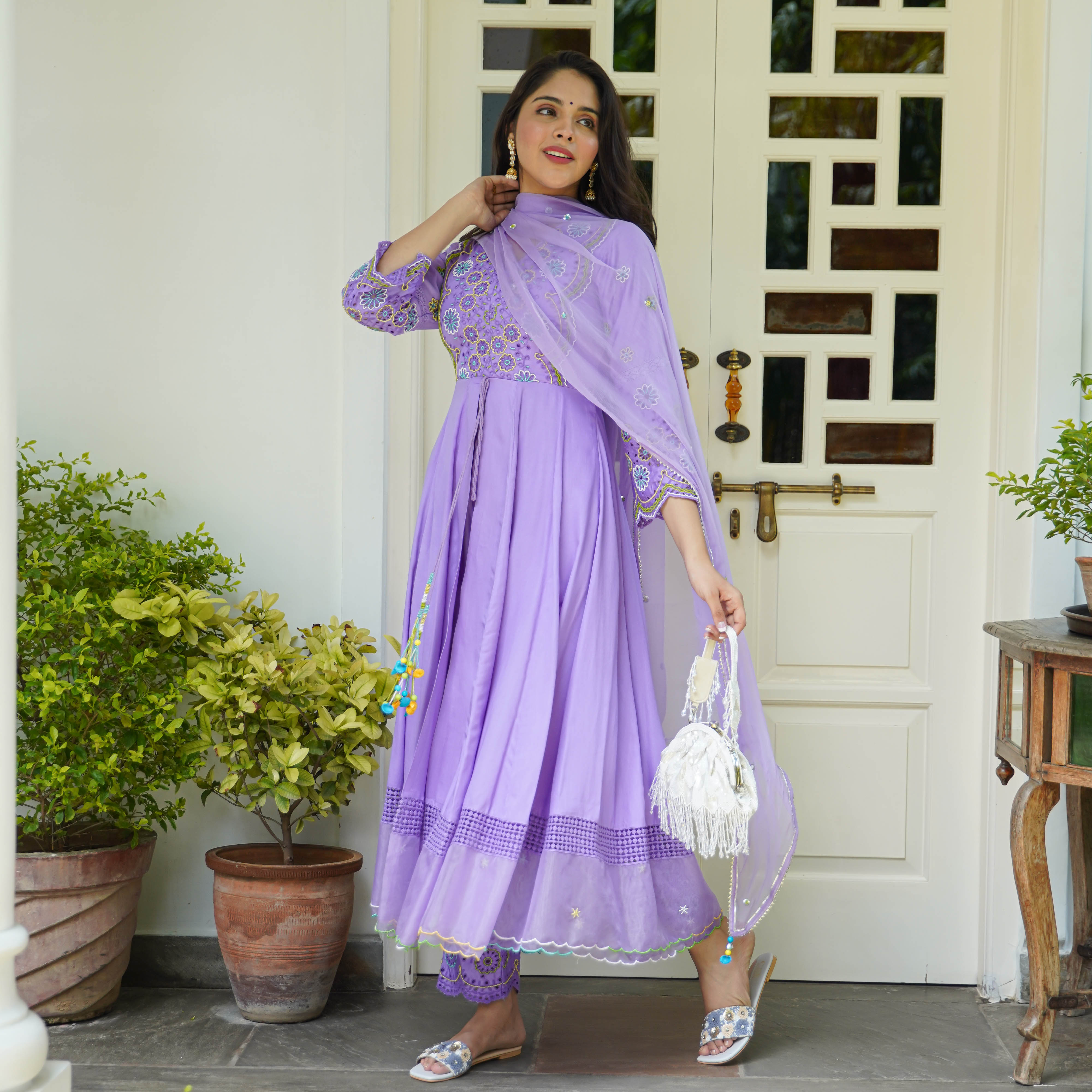 Surekha Traditional Designer Lavender Suit Set for Women Online