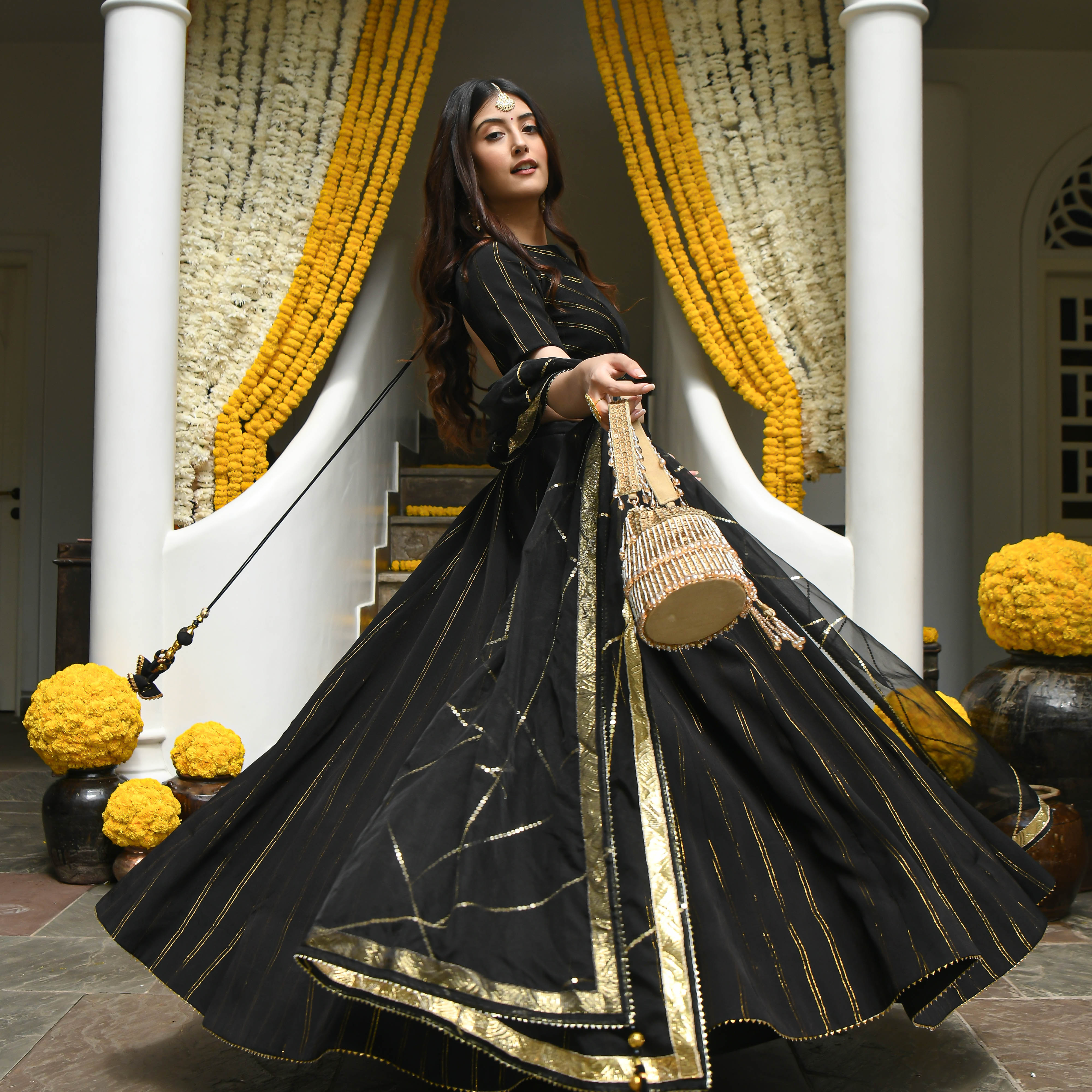 Kalay Black Sequin Handwork Designer Lehenga Set For Women Online