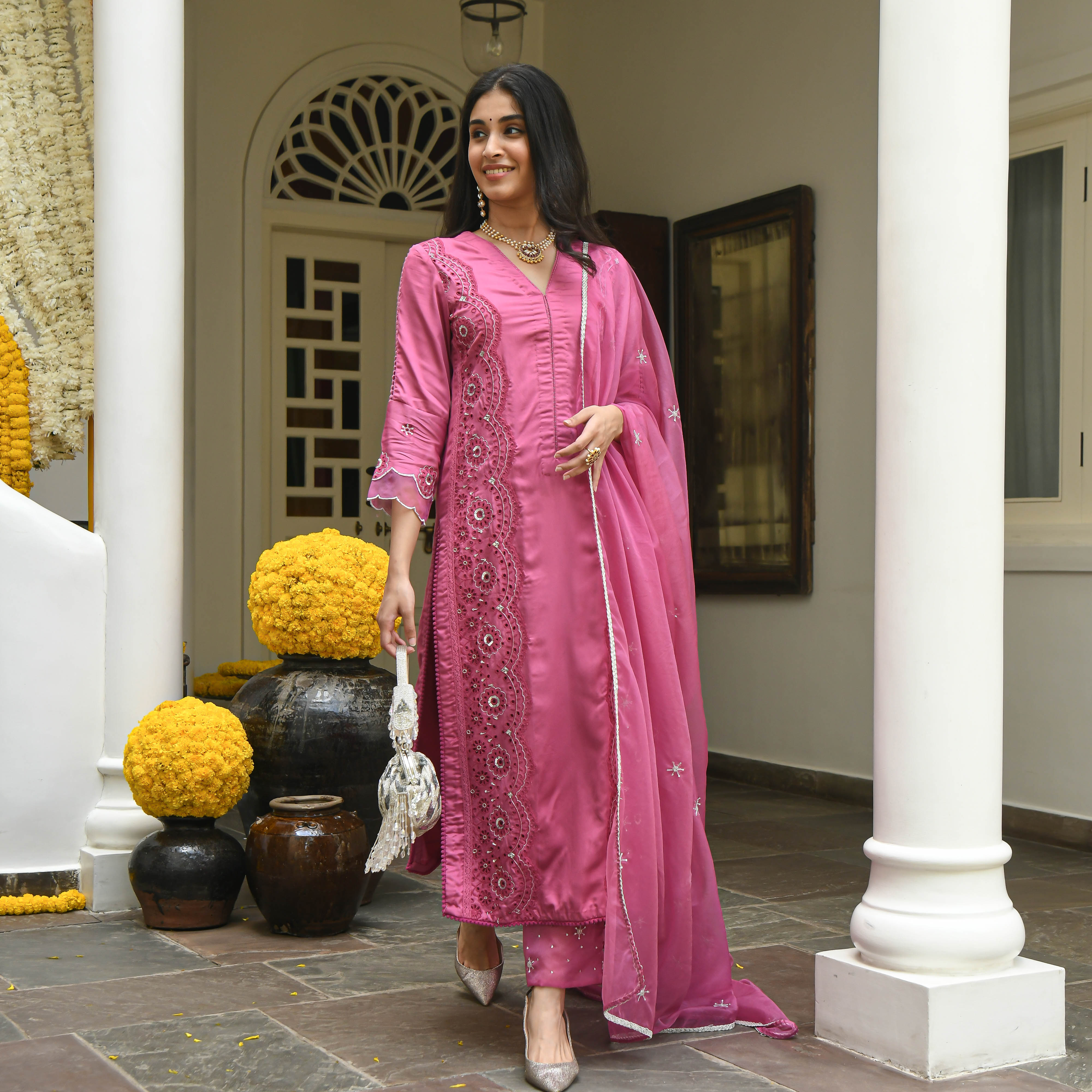 Gulshan Pink Designer Partywear Suit Set For Women Online