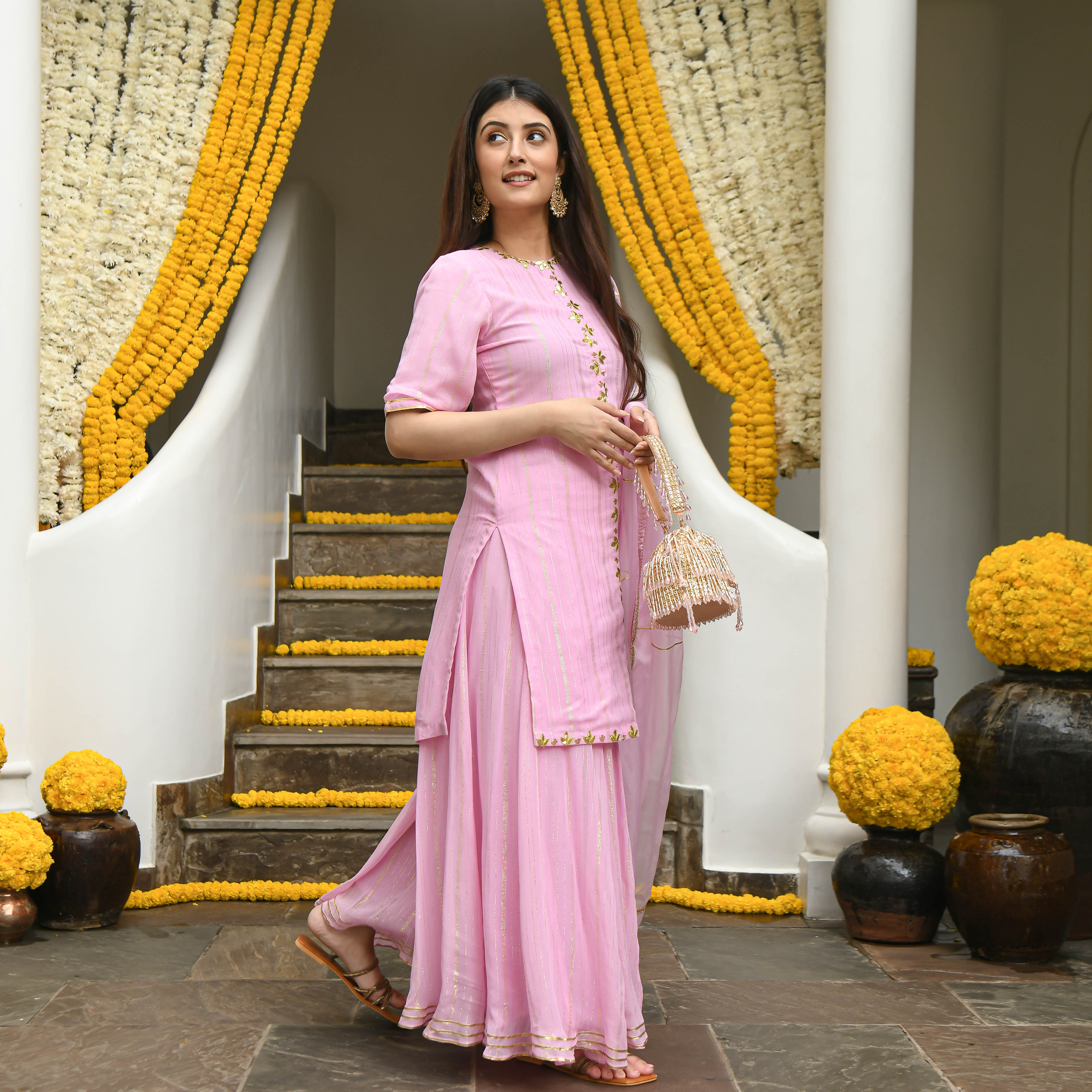 Buy UrbanStree Masuma Sultan Pink Designer Traditional Silk Suit